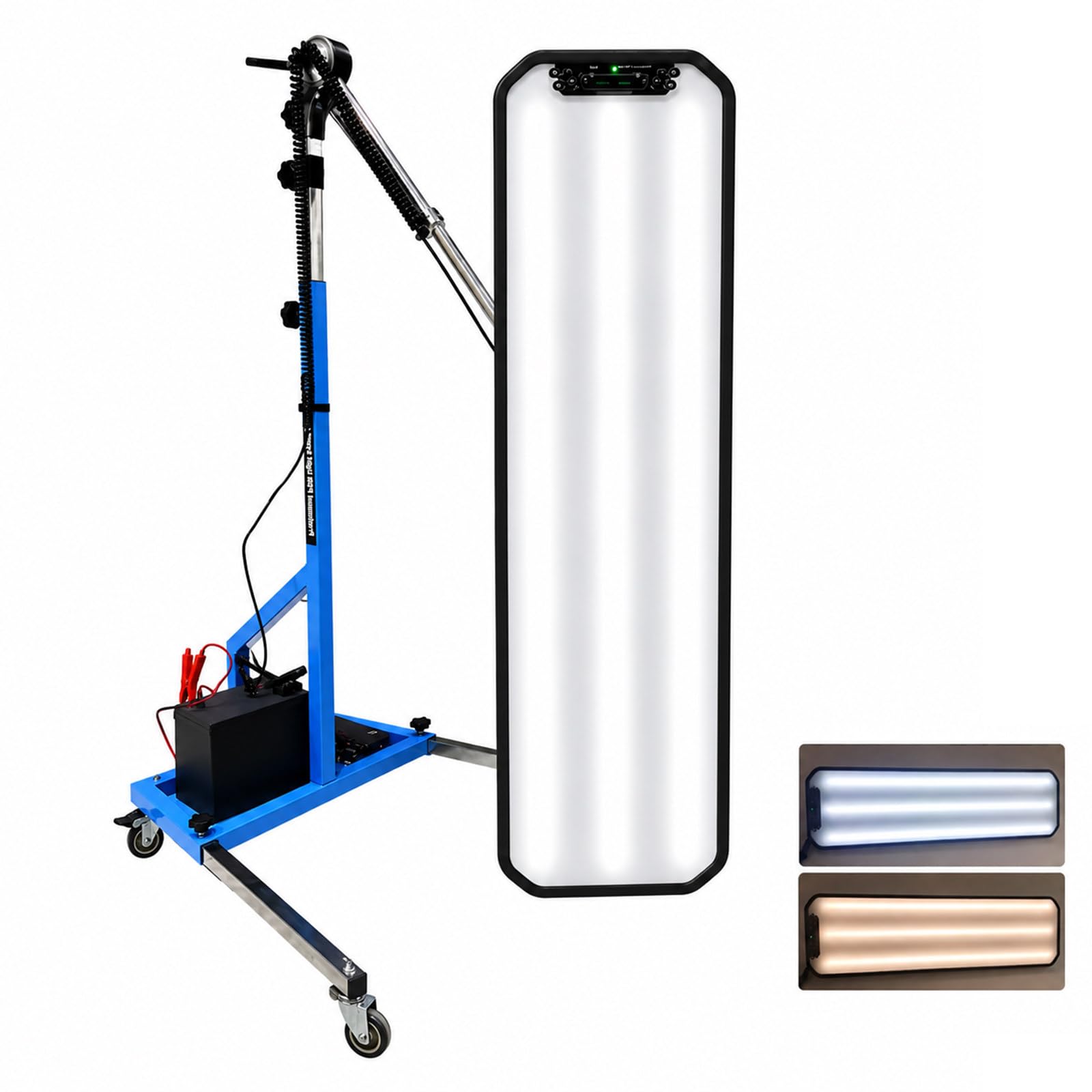 JIYINGHUI Automotive PDR Dent Detection Light Board, LED Paintless Dent Repair Tool with Adjustable Hydraulic Pole, Warm & Cool Light Modes, 72W DC 12V Blue