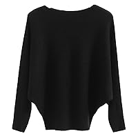 FULIER - Maglione Dolman da Donna, con Maniche a Pipistrello e Scollo a Barchetta