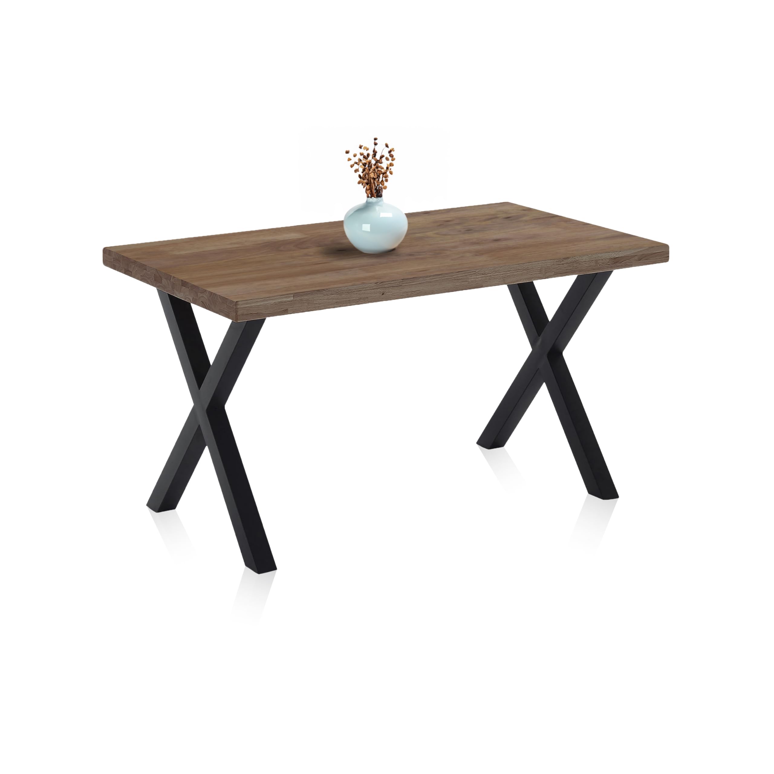 Adec Group X-Loft, Mesa de Comedor, Mesa de Salon, Acabado en Roble Boreal y Patas Metalicas Negro, Medidas: 140 cm (Largo) x 80 cm (Ancho) x 76 cm (Alto)