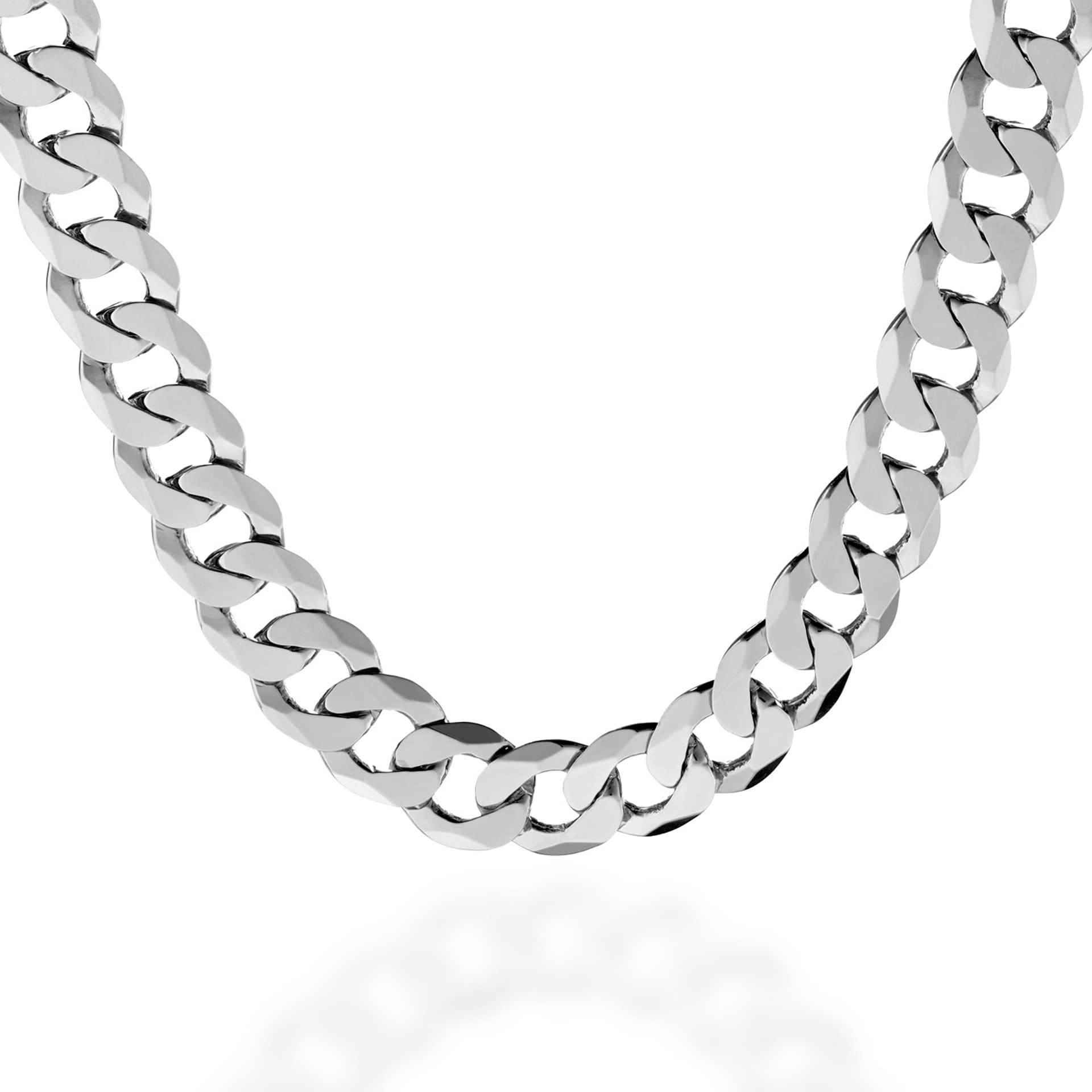 QUADRICadena de Plata de Eslabones Cubanos de 12mm - Collar de Plata de ley 925 Largo 52 cm - Para Hombre y Mujer - Made in Italy