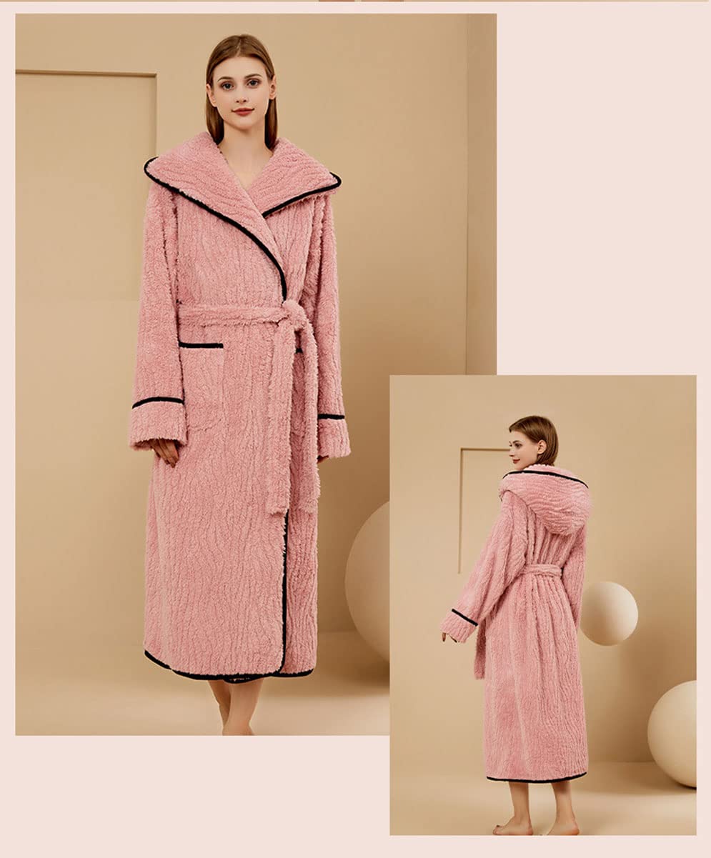 Szlafroki Damski szlafrok kimono z długim rękawem i kapturem, różowy ML XL