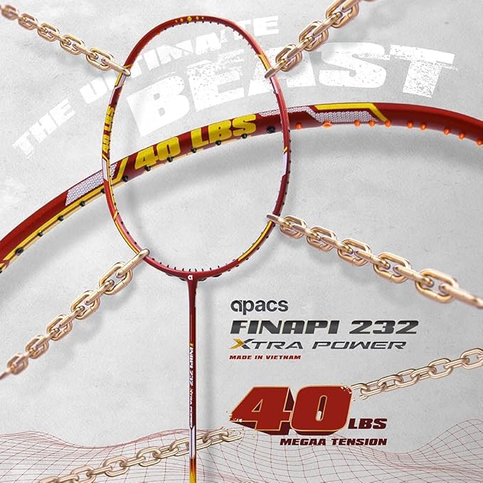 Image of Apacs Finapi 232 Xtra Power + Falcon Kitbag Combo | 40LBS Extra Strong Frame | 100% Top-Grade UHM Japanese Graphite | Professional Unstrung Racket with Free Full Cover | Premium Badminton Combo Set