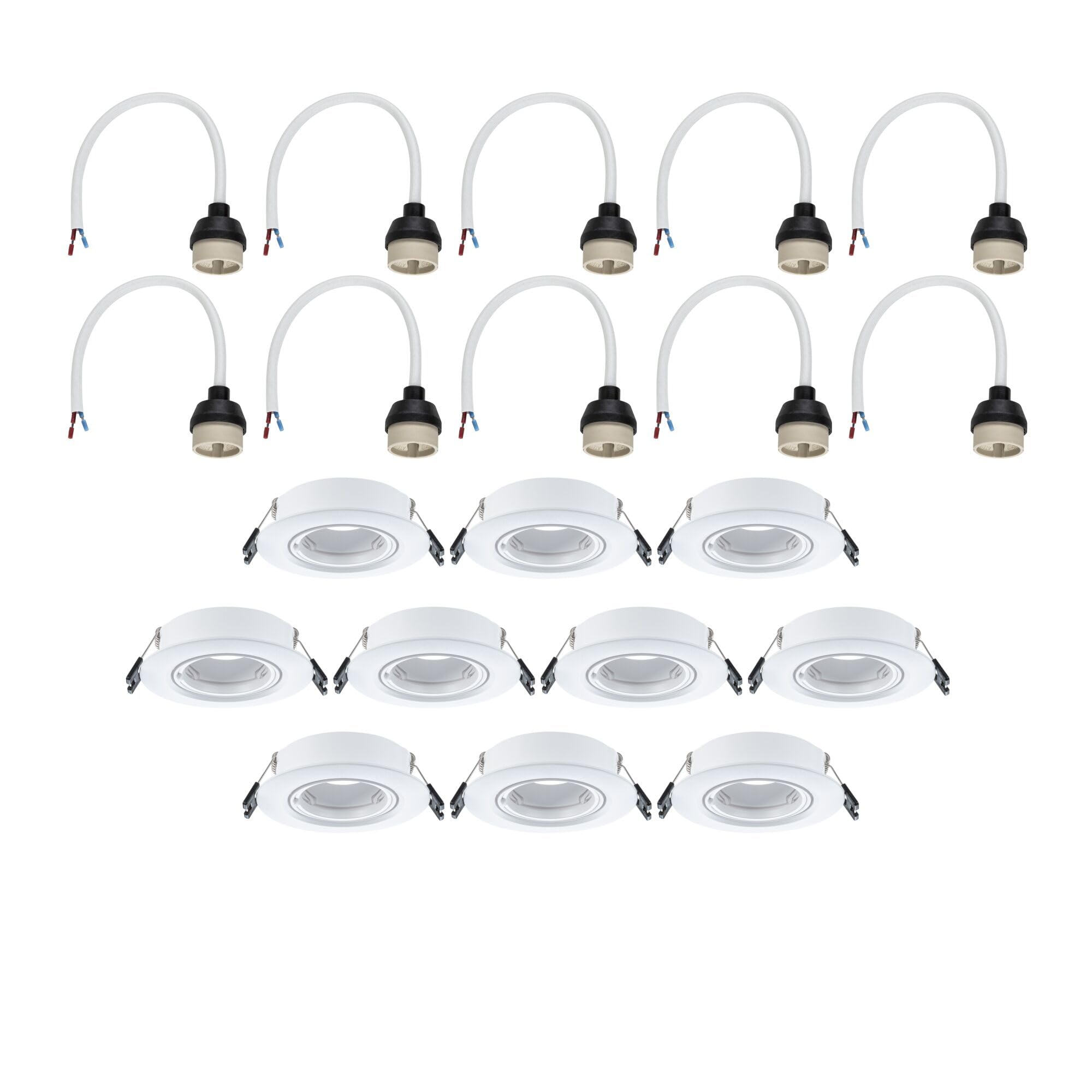 Paulmann 92115 Einbauleuchte 10er-Set schwenkbar rund 90mm 30° GU10 max. 10x10W 230V Weiß Einbaulampe