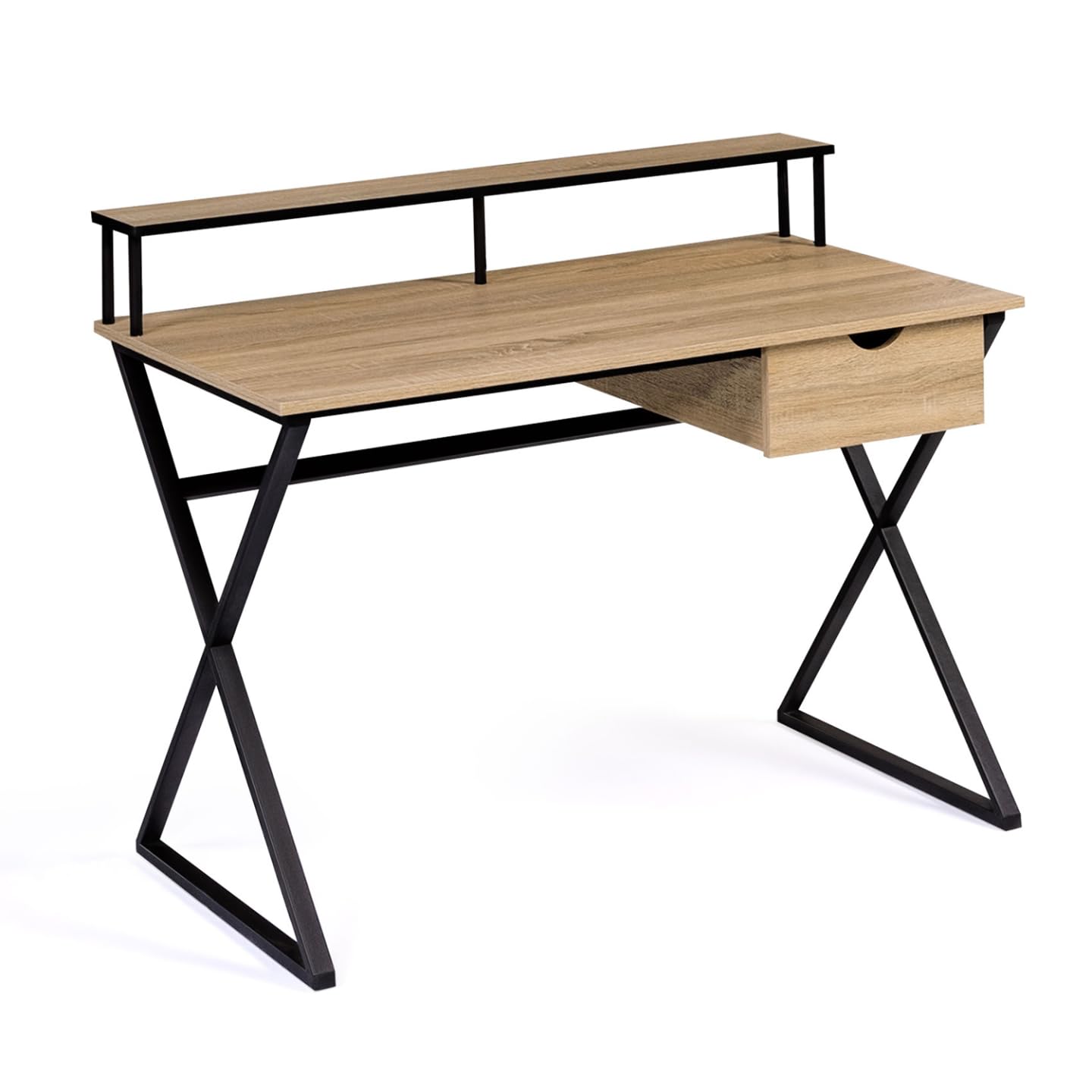IDMarket - Bureau 1 tiroir Enzo Pieds croisés Design Industriel