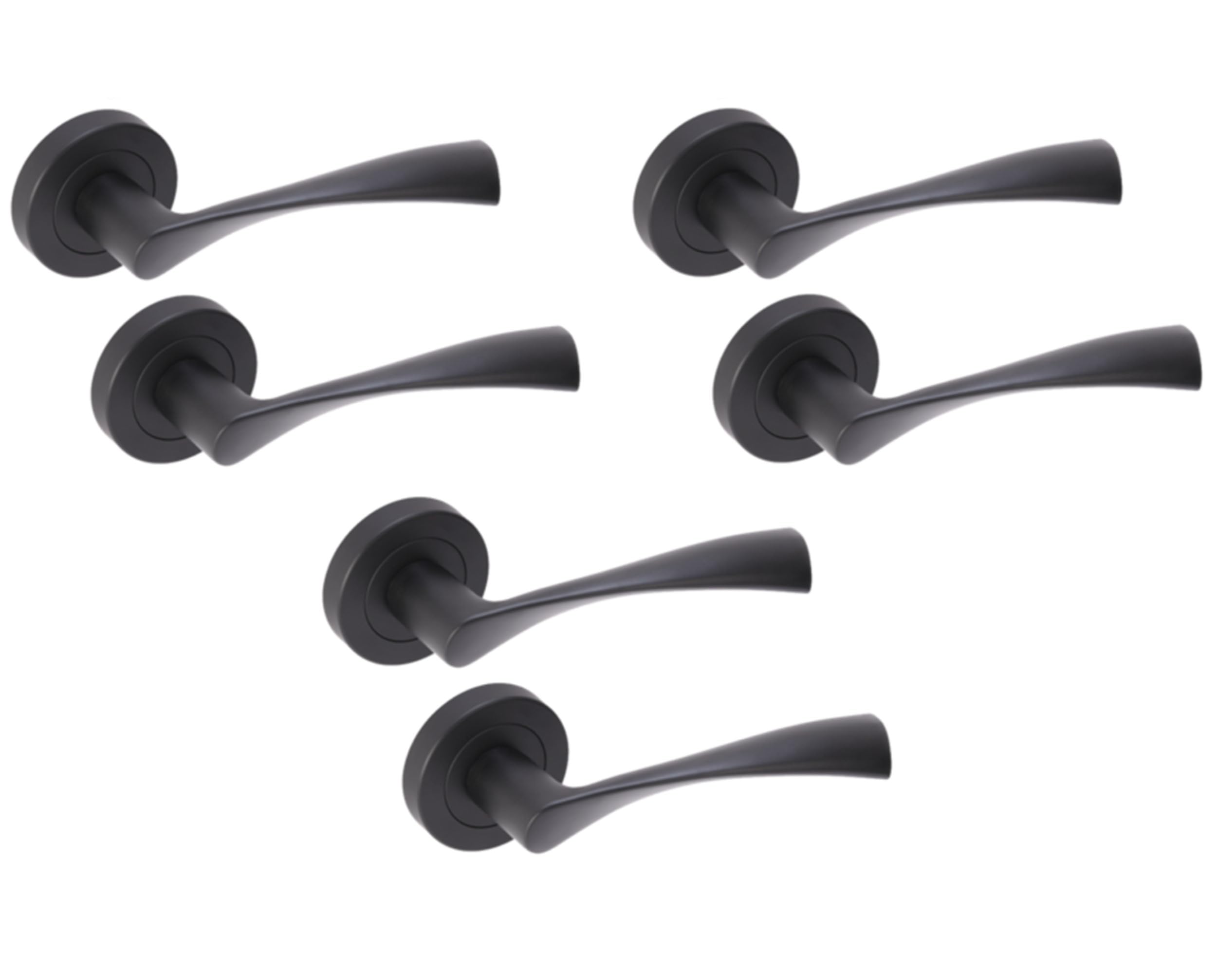 Hunta HANDLEZONE® 3 Sets Zena Lever On Round Rose Door Handles, Internal Passage Latch Handles - Black Matt