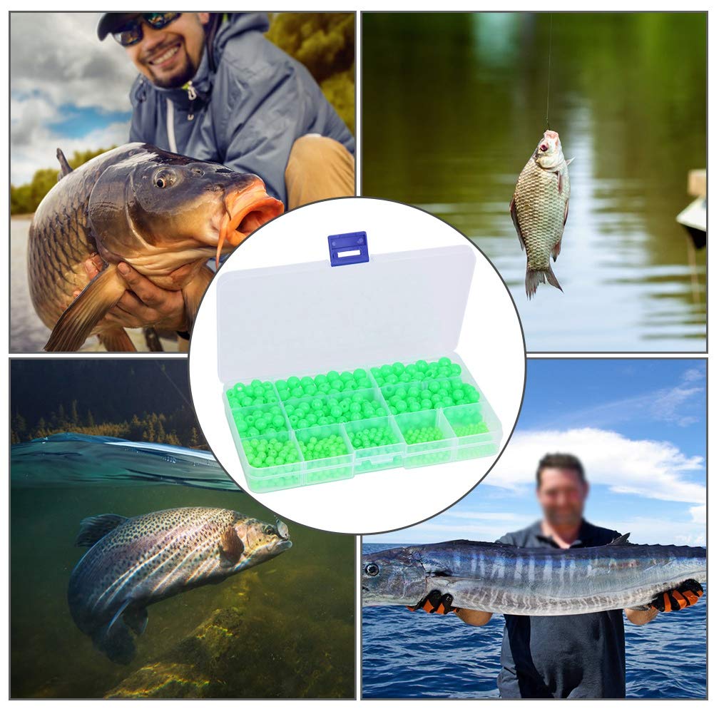 Pilipane 820 pcs Brighten Fishing Beads, Multi Models Brighten in The Dark Fishing Beads for Catfish Bait Rigs Punch Baits, Round Lure Rigging Beads for Saltwater Freshwate