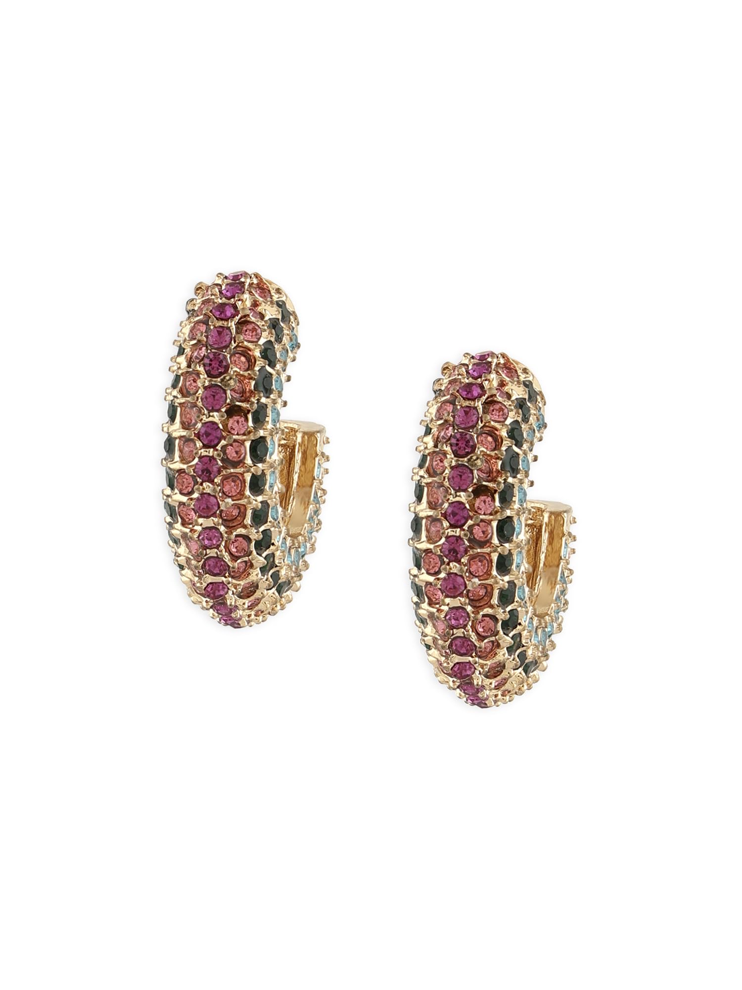 Zaveri Pearls Multi For Women-Colour Dazzling Austrian Diamonds Contemporary Semi Hoop Studs Earring For Women-ZPFK16803 (B0CLD6KT5S) Amazon Price History, Amazon Price Tracker