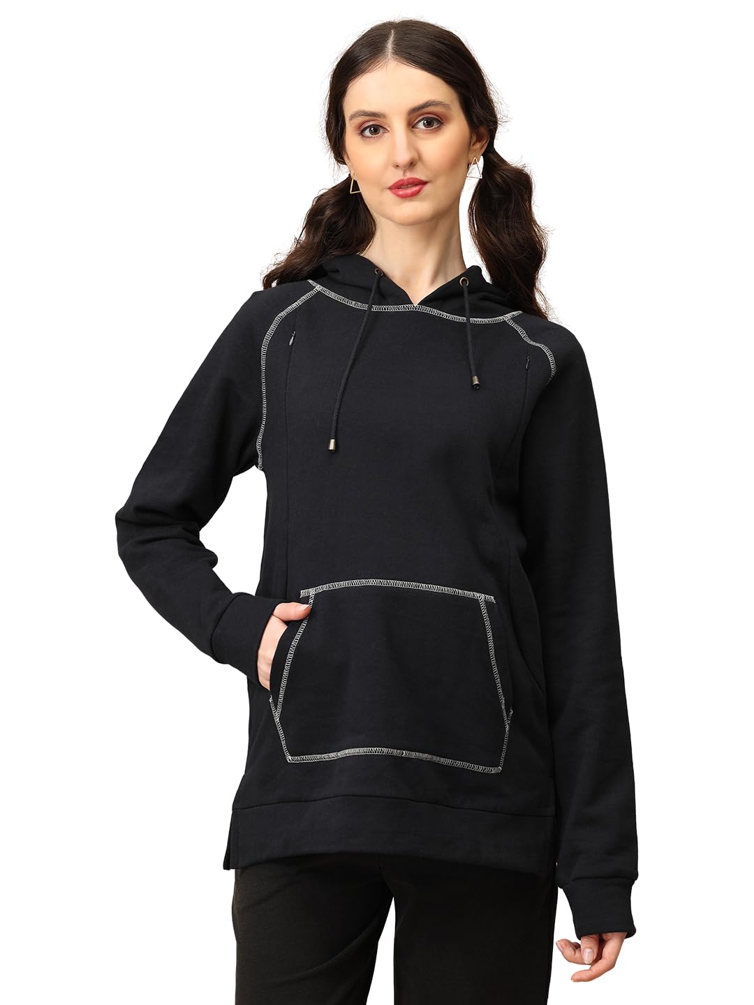 Maternity and Nursing Winter Hooded Sweatshirt | Breastfeeding Pre and Post Pregnancy Sweatshirt-image-15