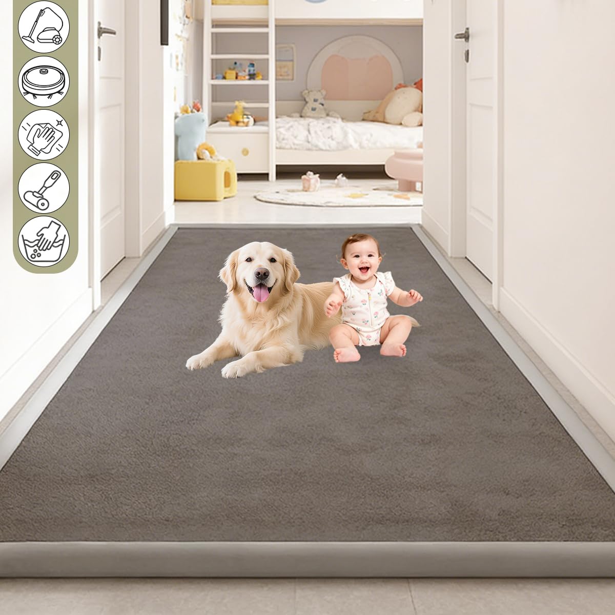 Tappeto Gioco Bambini Acolchado 2.5 cm Extra Spesso, Antiscivolo, Ideale per Pavimenti e Box Neonato, Palestra Neonati, Tappeto Tummy Time Neonati Grigio Argento 200 x 250 cm