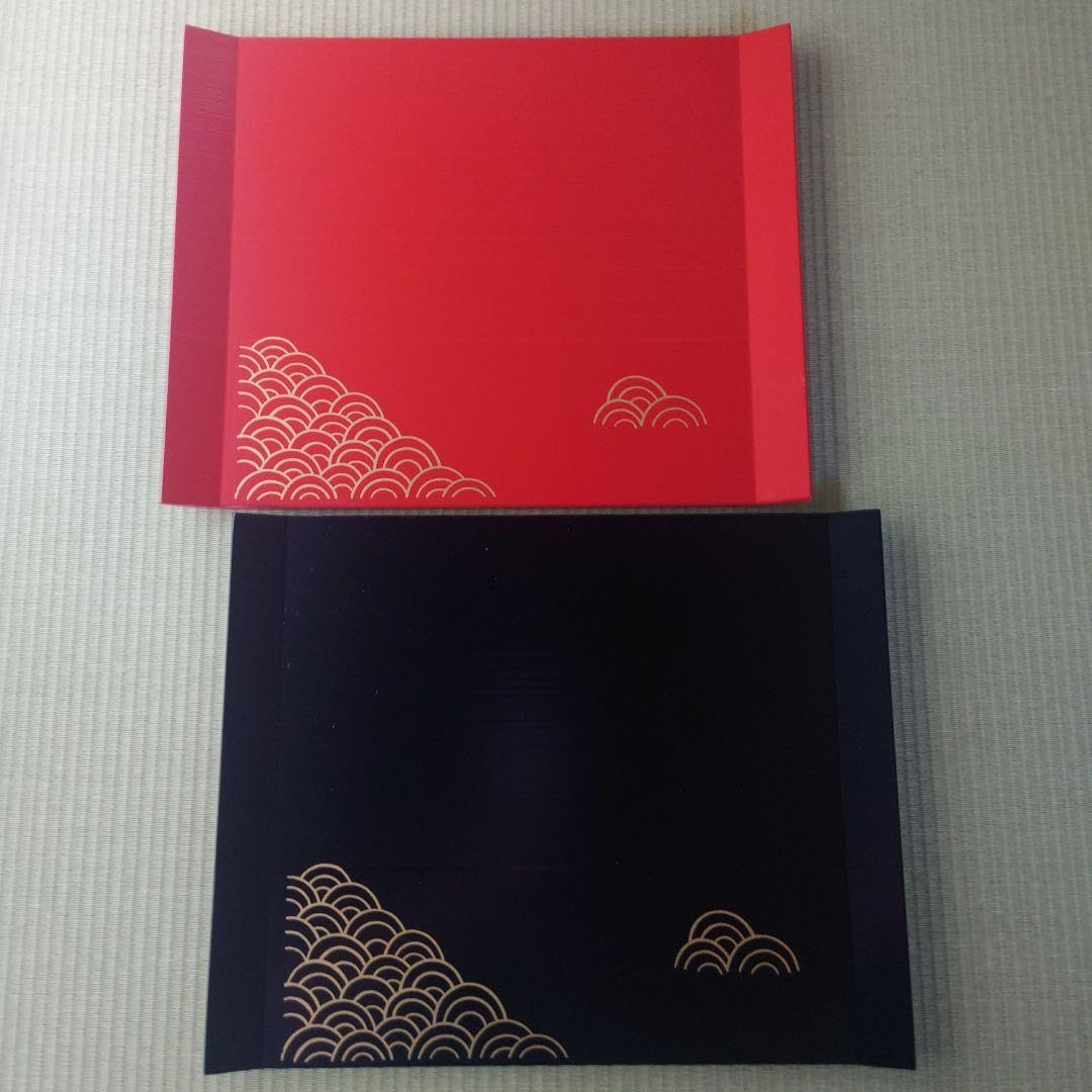 Kyo Lacquerware Gozen, Vermilion/Black, Set of 2