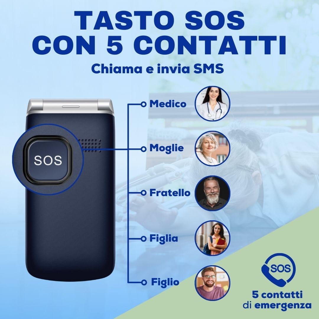 SAIET VANTO Cellulare per Anziani Facile da Usare, Display 2.4" a Colori