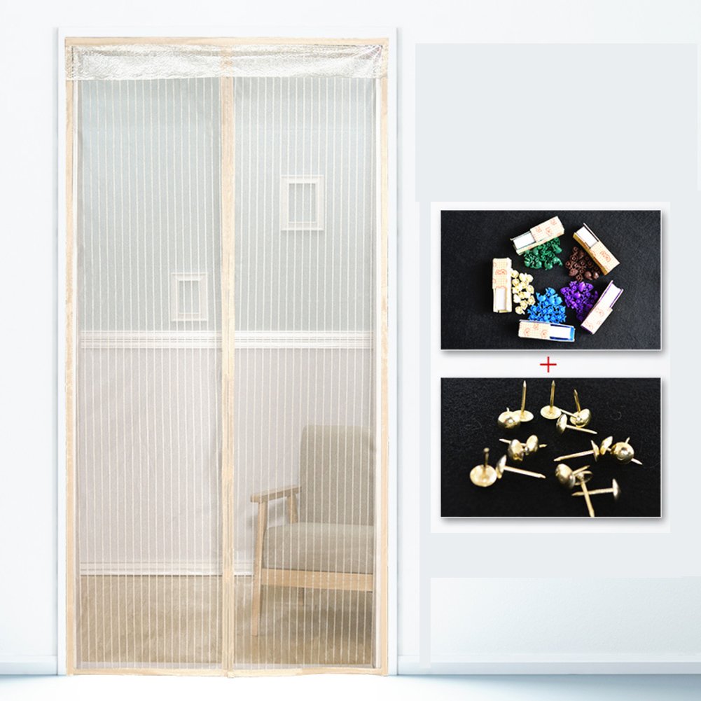Home magnetic screen door mosquito, Full frame velcro screen door mesh summer bedroom heavy duty mesh screen snap shut automatically-K 110x210cm(43x83inch)