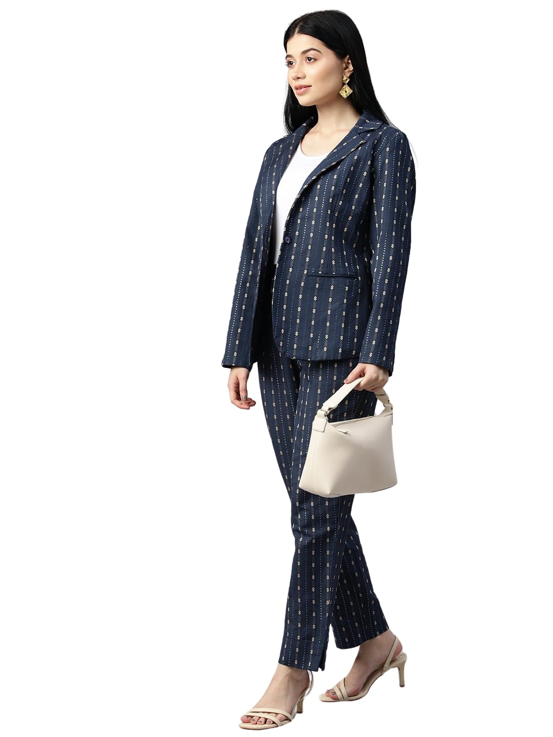 cottinfab Women Self Designed Navy Blue Cotton Coat and Trousers Co-ord-picture-39