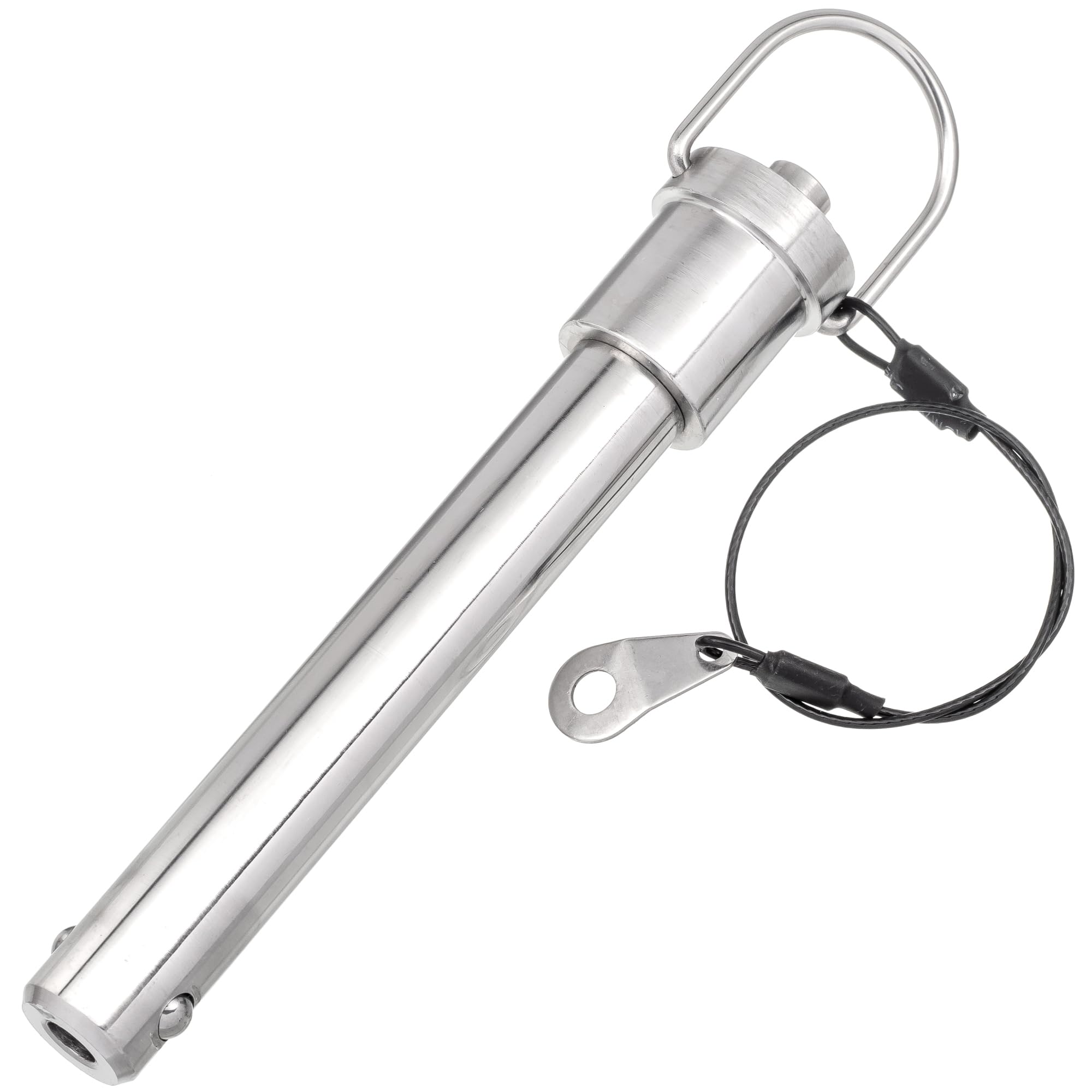 HALLMERS 18mm Pin Diameter 100mm Usable Length Quick Release Ball Head Pin Lock With 260mm Retaining Wire Cable - Stainless Steel - Self Locking Fasten Security Bolt Accessory Push Pull Fastening Tool