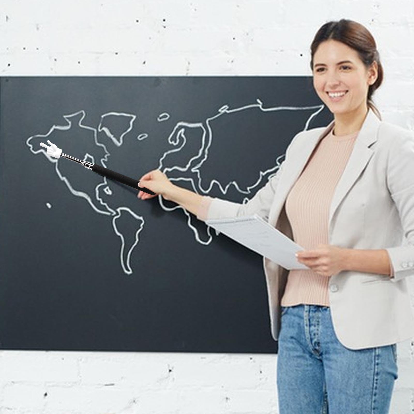 Telescopic Teachers Pointer - Mini Hand Pointers, Metal Handheld Finger Stick | Retractable Stick with Extended Length 21.7 Inch, Whiteboard Presenter Tool for Classroom Teaching, Training, Office