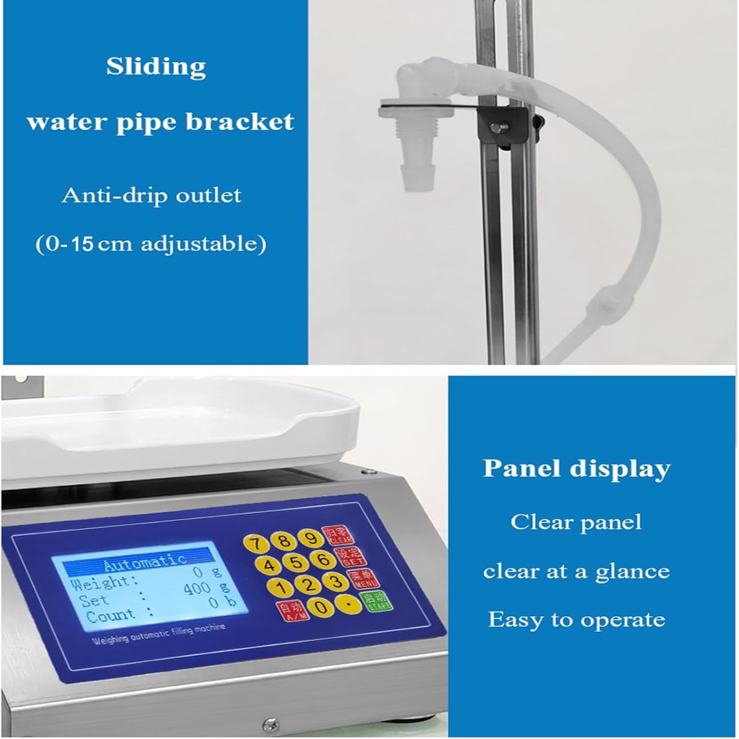 Quantitative Flüssigkeitsfüllmaschine, Füllvolumen 0,5 ml - 50 ml, Schlauchpumpen-Flüssigkeitsfüllmaschine, Durchflussmenge (max) 90 ml/min, für Parfüm, Wasser, Milch, Saft, ätherische Öle