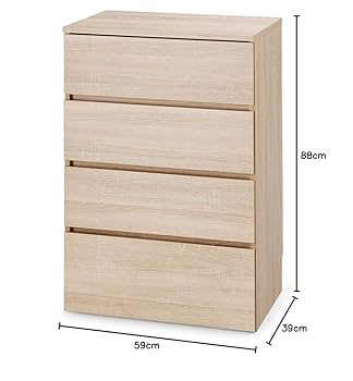 LOWYA 木製チェスト 整理箪笥 タンス4段 引き出し5個 88×42×102