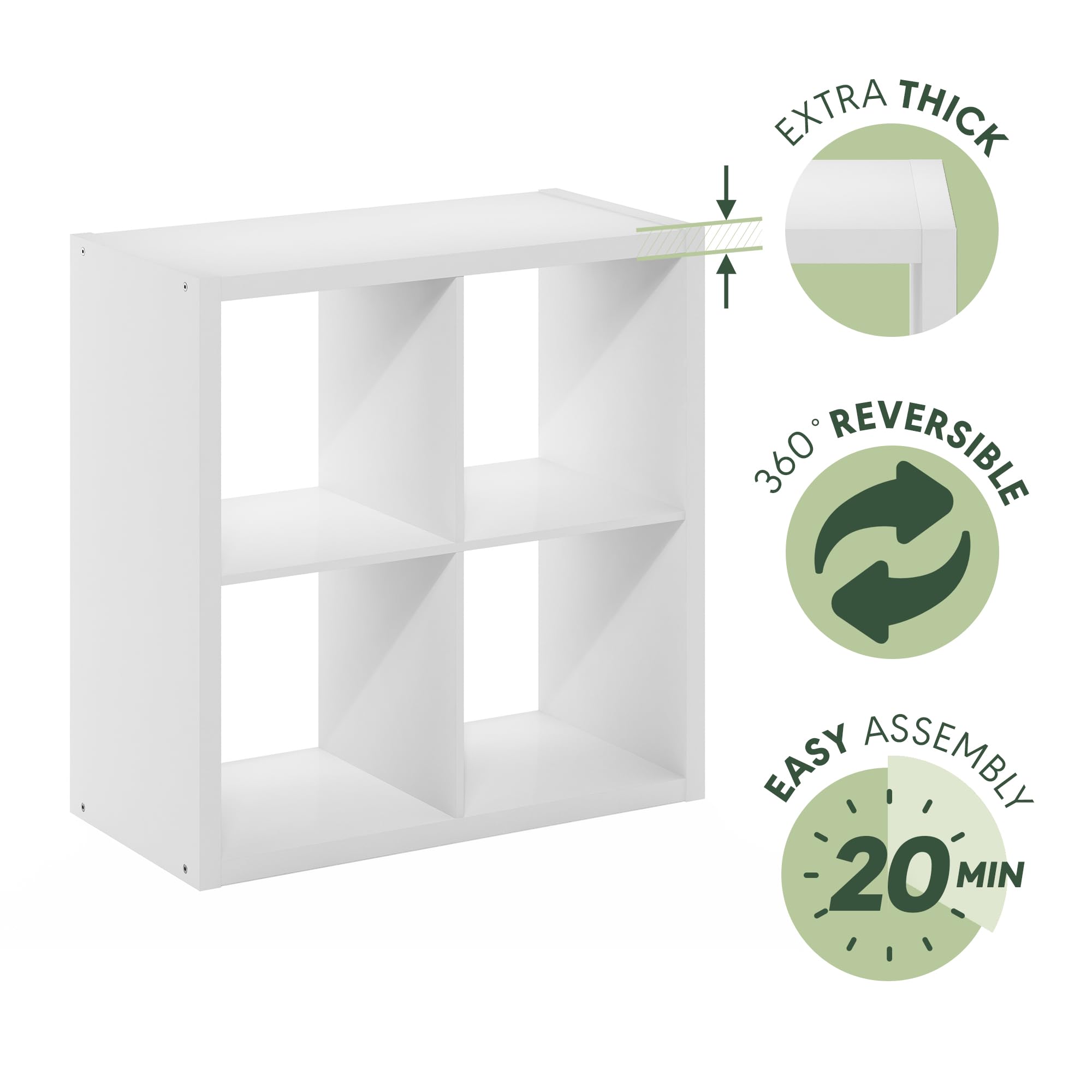 Furinno Cabine de Rangement Décorative à Dos Ouvert à 4 Cubes, Blanc