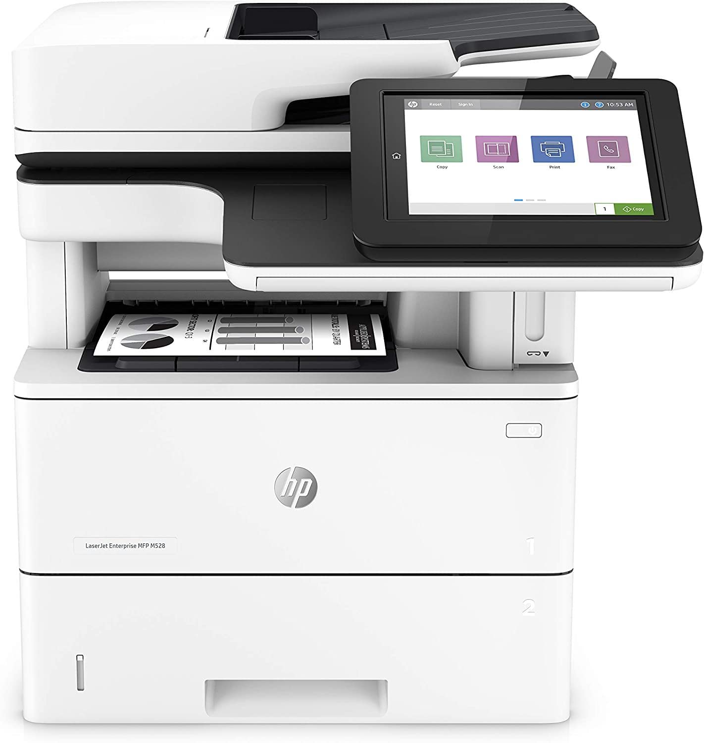 HP LaserJet Enterprise M528f 1PV65A, Stampante Multifunzione A4, Stampa Fronte e Retro Automatica in b/n, 50 ppm, USB, Fax, ADF, Gigabit Ethernet HP Smart, Display a colori da 20,3 cm, Bianca