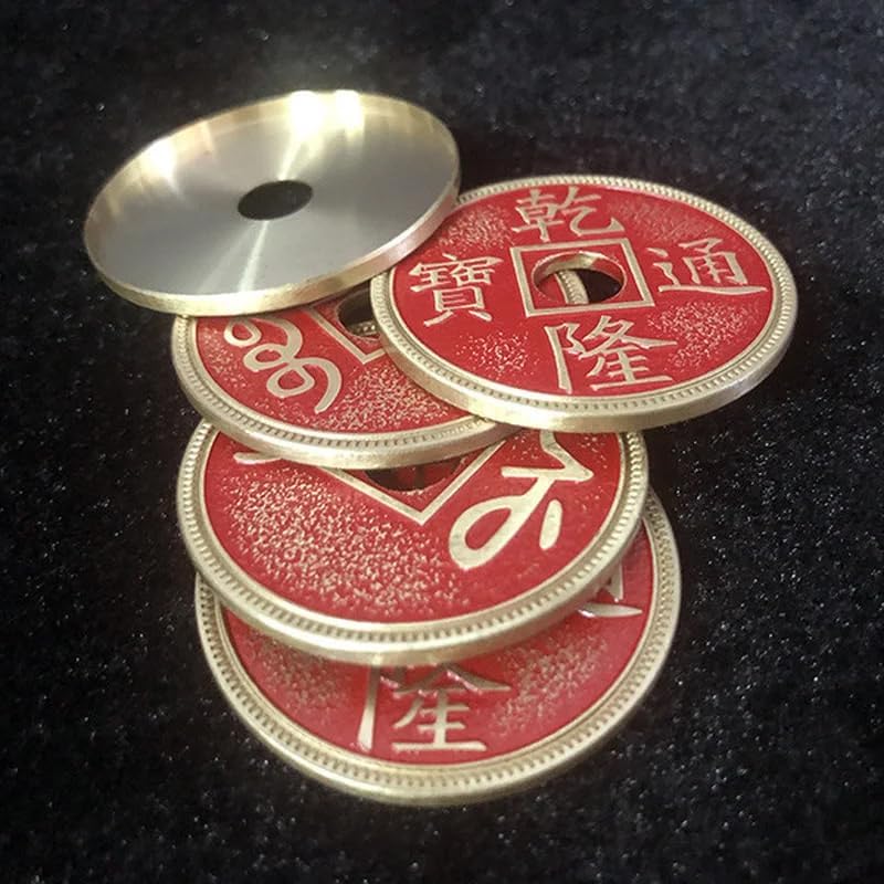 blue-ther Chinese Palace Coin Set (4 Coins 1 Shell, Red, Morgan Size) Magic Close up Magic Tricks 3 Fly Illusions Classic Magie
