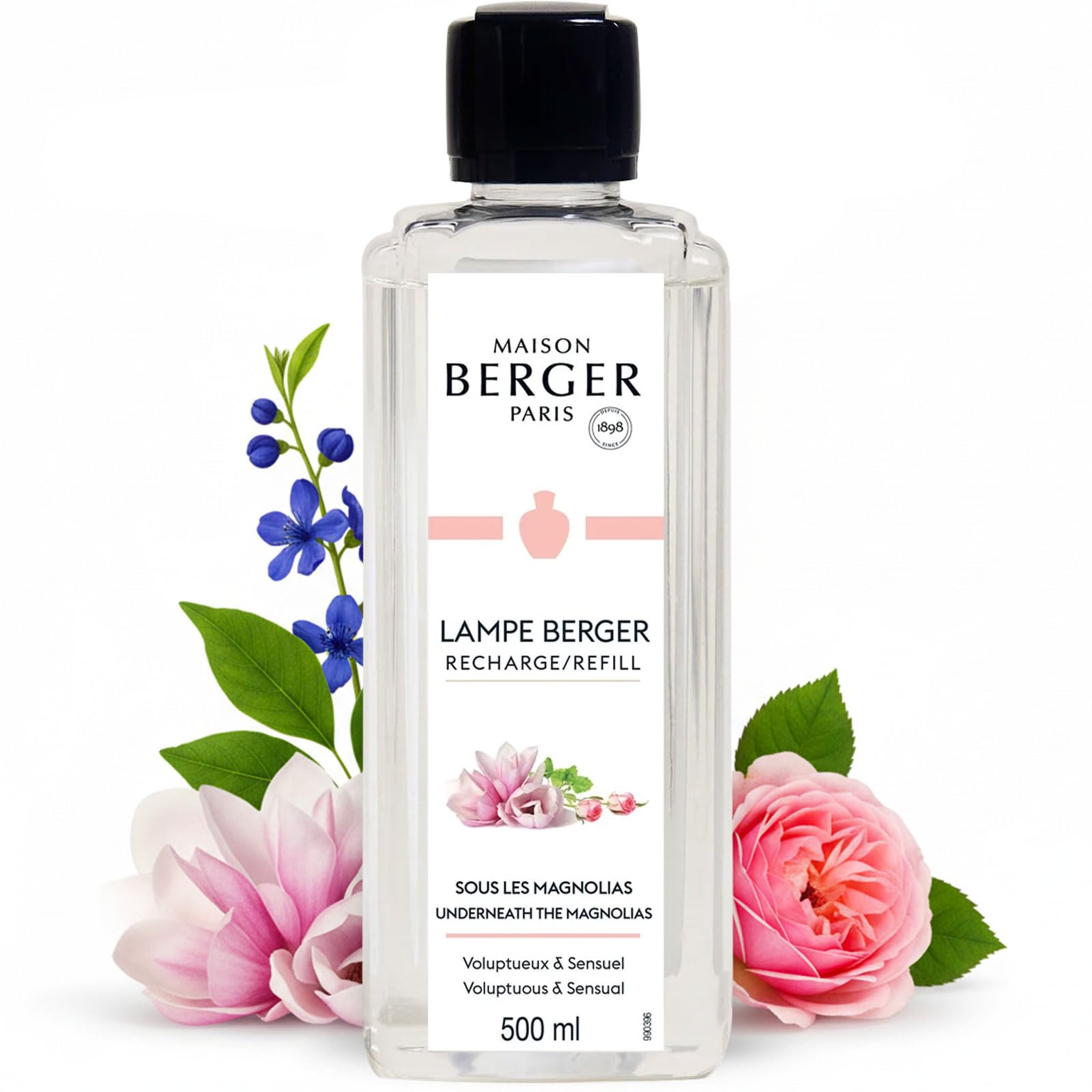 Maison Berger Under The Magnolias Underneath The Magnolias Lamp Berger Fragrance Refill, 500 Ml – 2-In-1 Catalytic System, Neutralizes Odours Then Diffuses Fragrance, Blooming Magnolia With Jasmine And Rose Accents