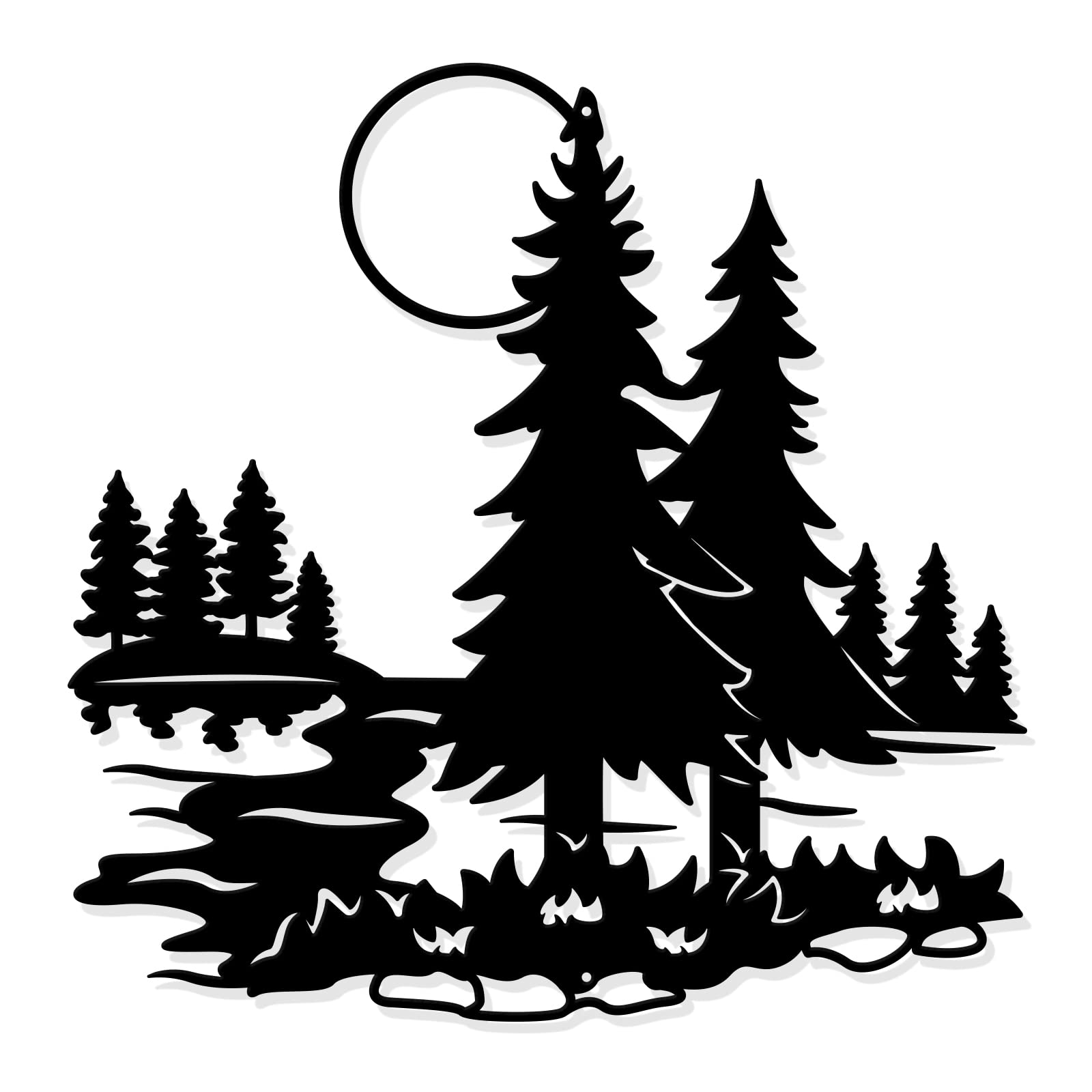 NBEADSForest Metal Wall Art Decor, Black Wall Hanging Decor Silhouette Wall Art for Home Bedroom Living Room Bathroom Kitchen Office Hotel Wall Decoration, 30x30cm