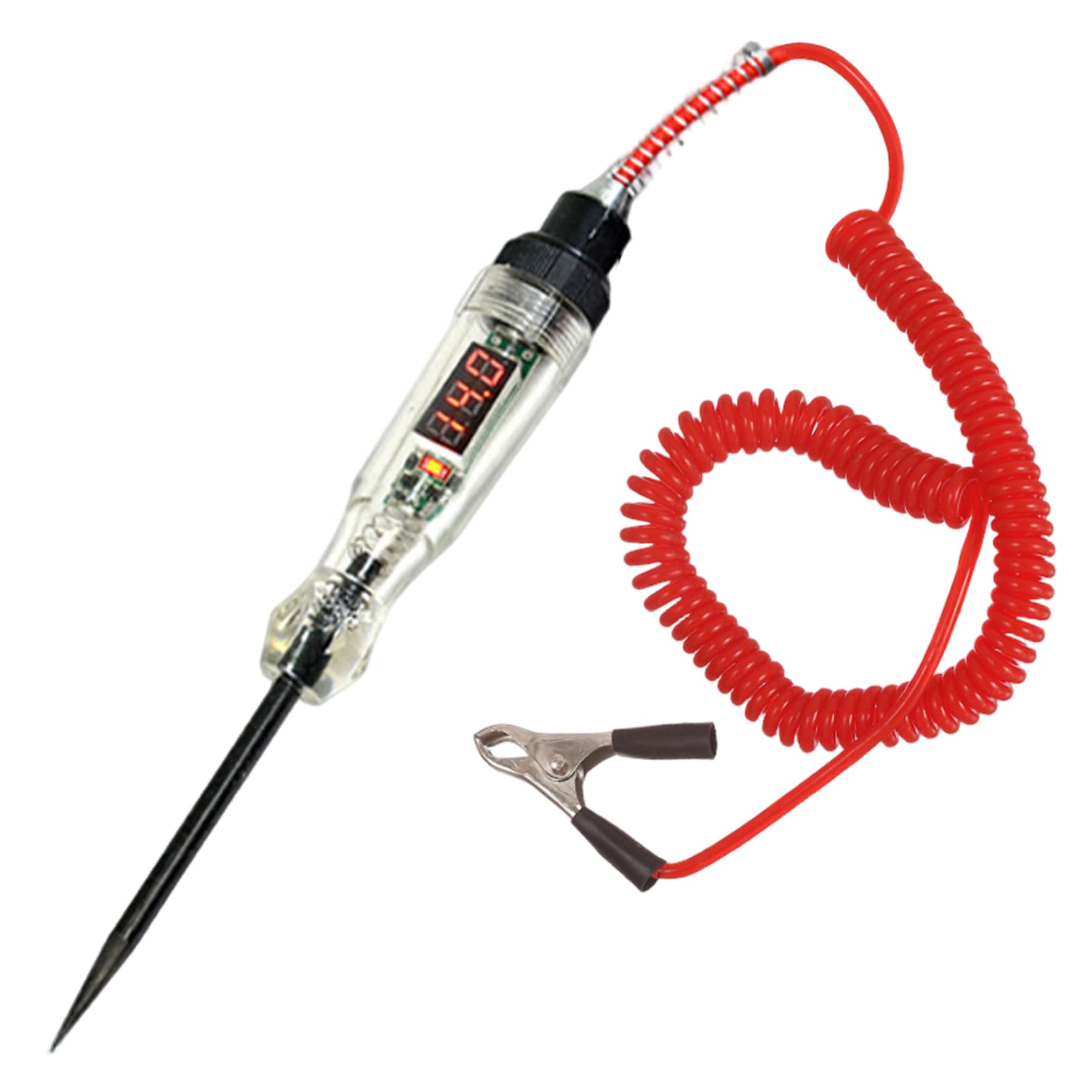 Hbbgdiy Red Test Light Automotive 5-120V Dc Voltage Tester With Voltage Display And Polarity Indicator Auto Fuse Tester With Clip And Probe For Cars Trucks Trailers