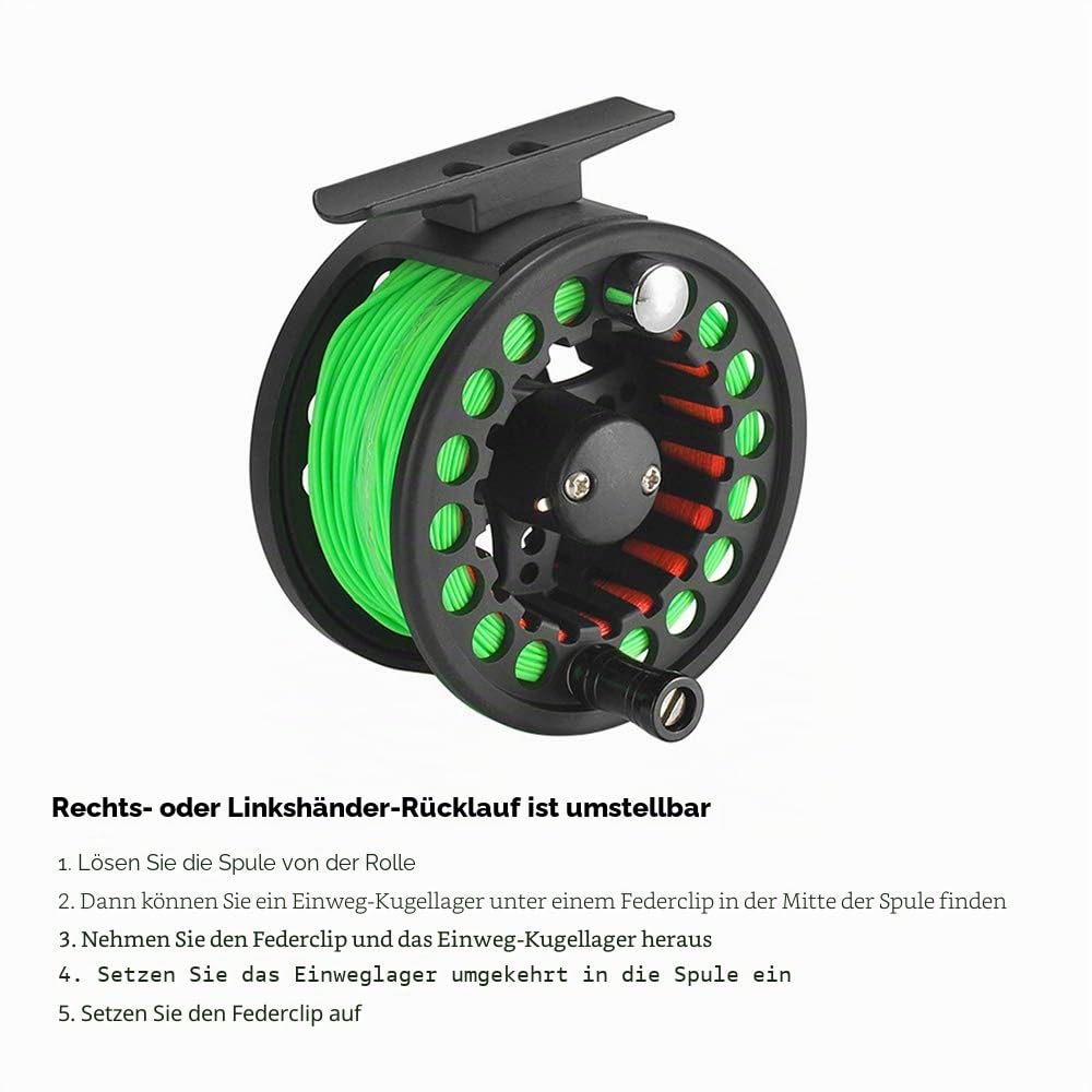 Lixada Fliegenrolle großer Spulenkern,2 + 1BB Große Laube Fliegenrolle Leichte CNC gefräste Aluminiumlegierung Fliegenrolle mit Schnur