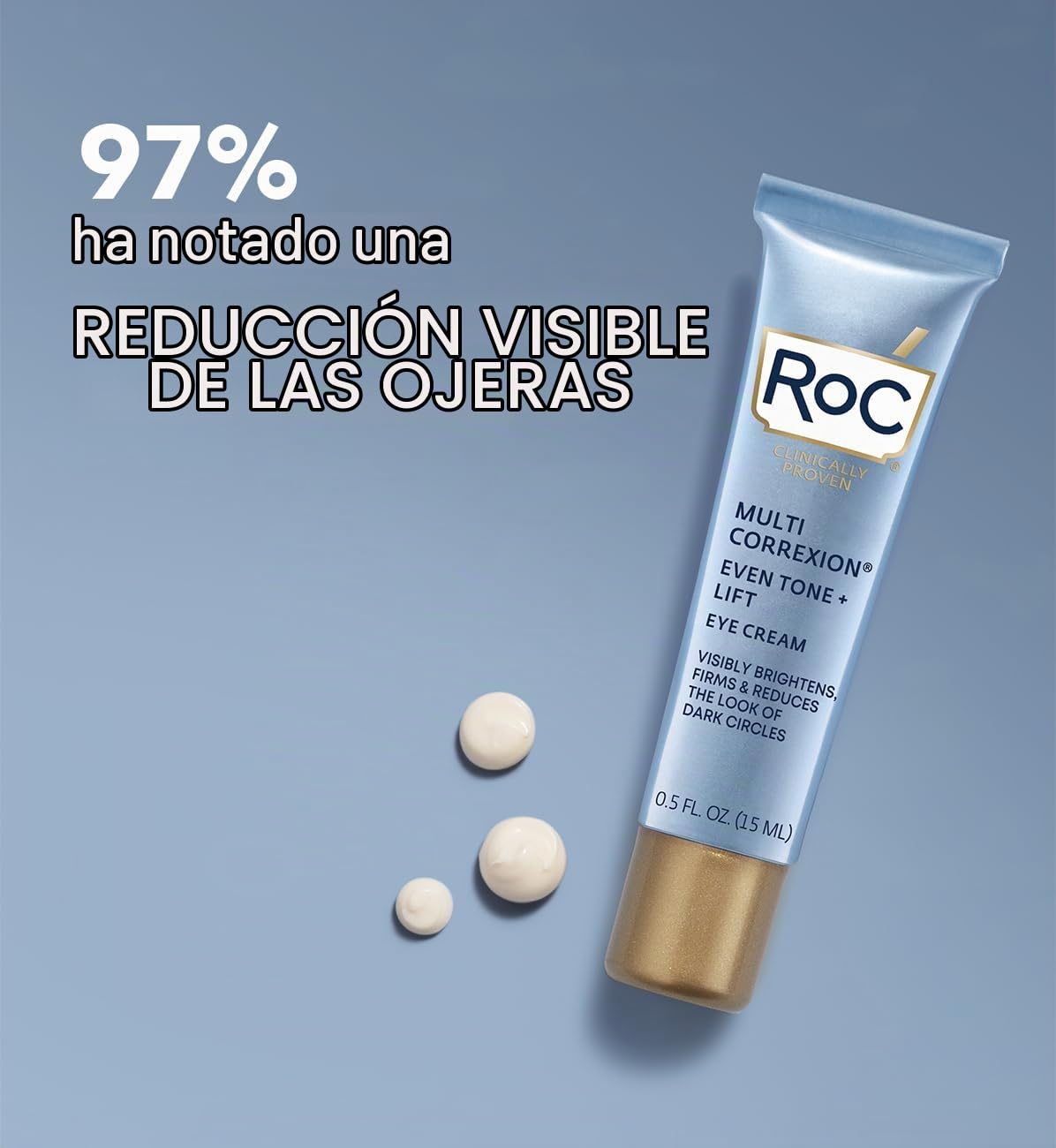 RoC Multi Correxion Even Tone + Lift Eye Cream | Contorno de Ojos Antiarrugas con Niacinamida, Combate Ojeras| 15 ml