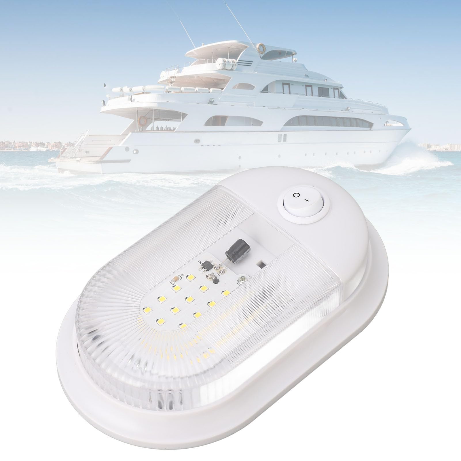 Plafonnier pour le Camping-Car, Lumière Blanche Naturelle 4000-4500K, 24 SMD 2835 LED, Éclairage Interieur de Camping-Car, Refroidailsiment Efficace 10-24V Interrupteur AVEC.