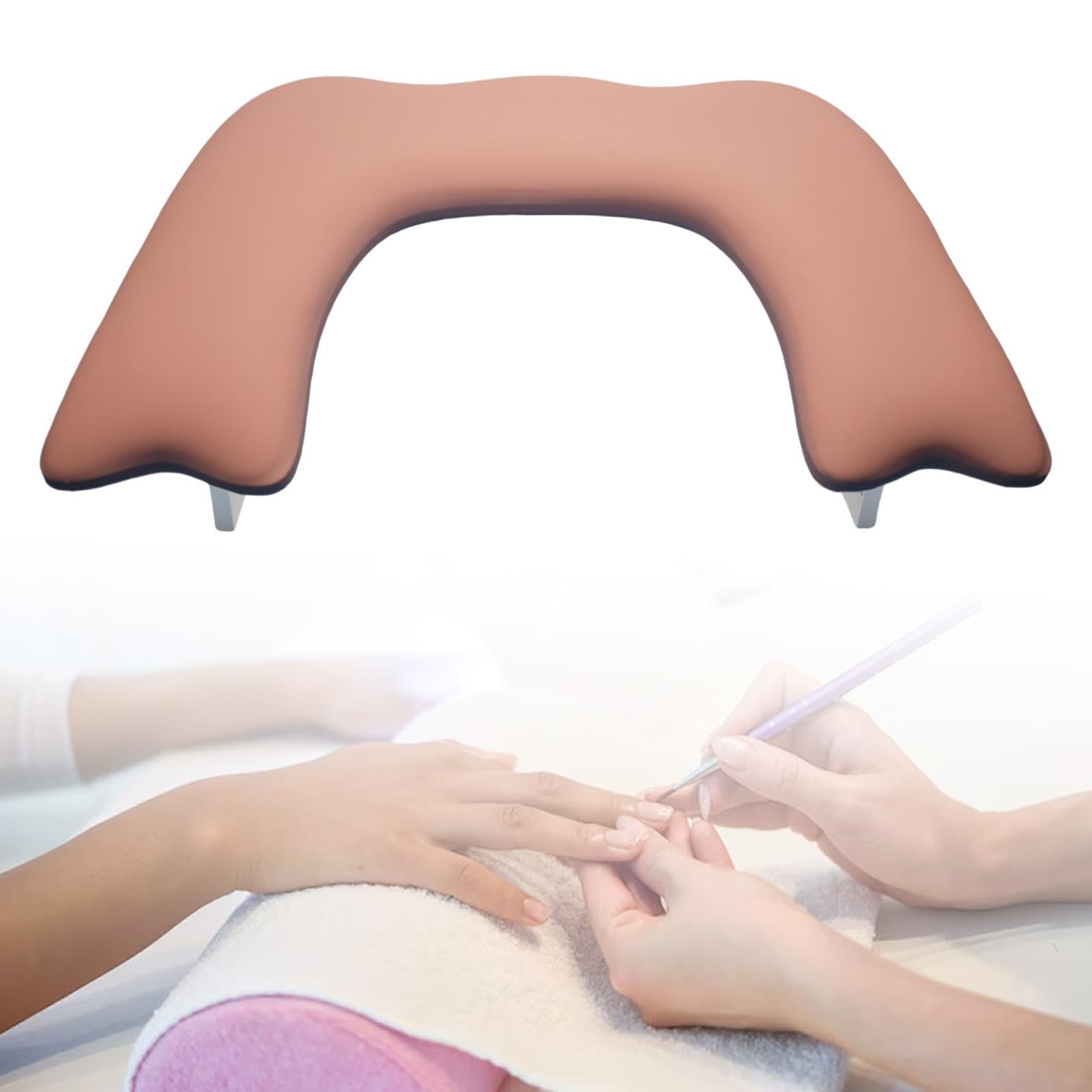 Almohada para Manicura Apoya Mano para Uñas Cojín para Muñeca en PU Cuero con Esponja Resistente a Agua Diseño Inclinado Fácil de Limpiar Adecuado Par, Rosa