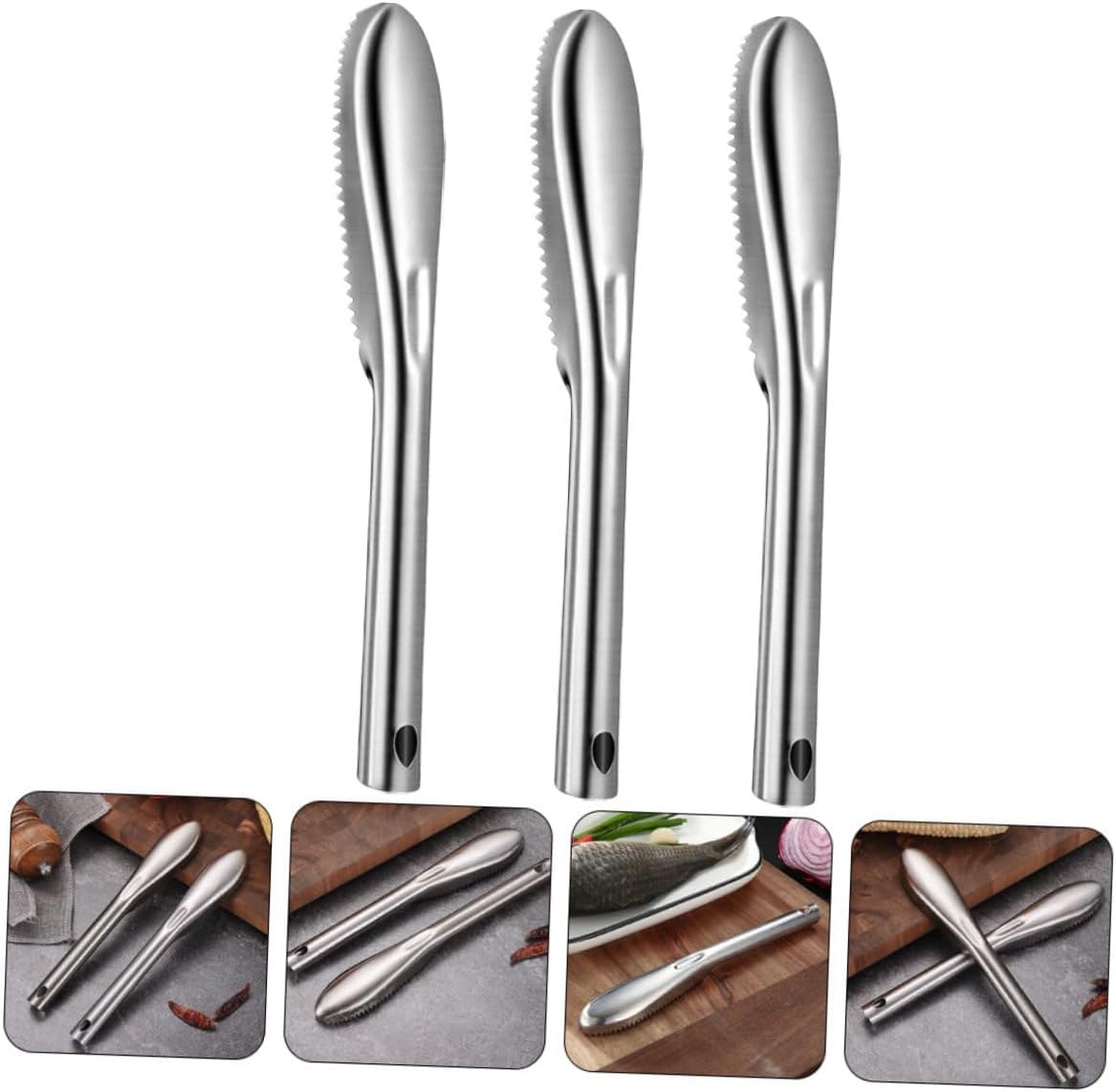 balacoo 10pcs Fish Stainless Steel Fish Scaler Kitchen Tools Shrimp Deveiner Tool