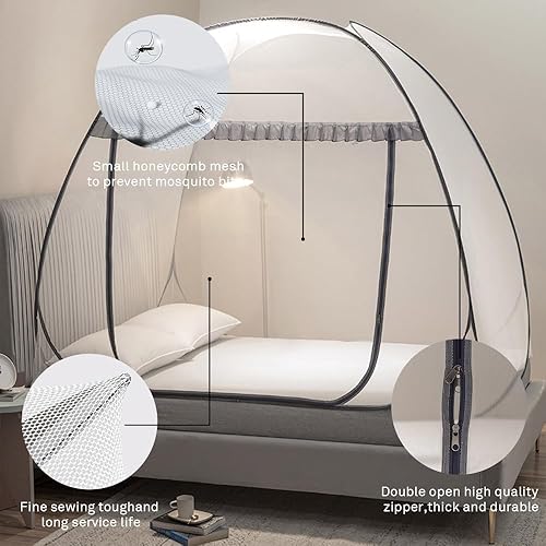 Miniatura 4 de Mengersi Tienda de campaña con mosquitera para cama, toldo de cama desplegable con parte inferior de red, tienda de campaña para niños y niñas,