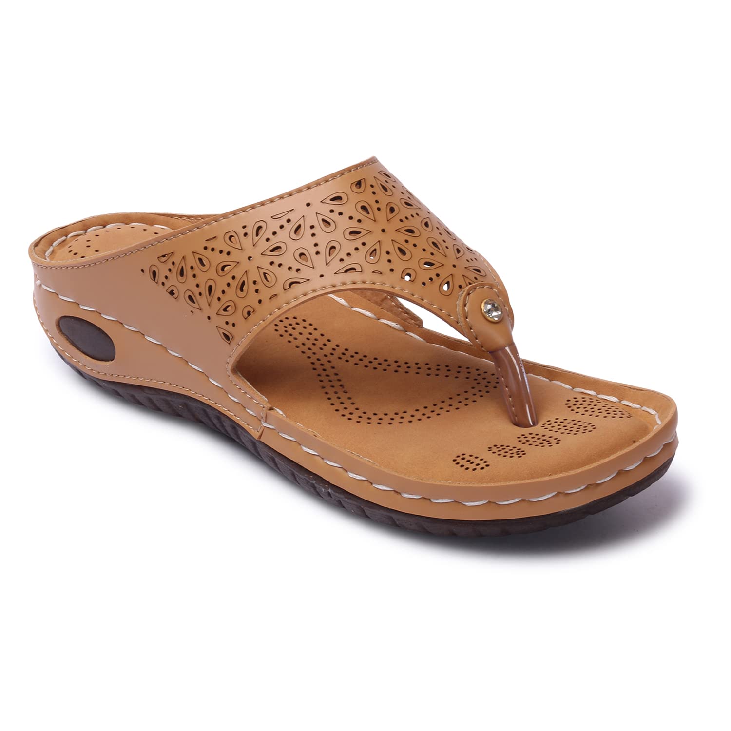 Women Soft Footbed Toe Post Sandals | Elegant Flower Accent | Casual Outdoor & Indoor Wedge Slippers | Cushioned, Lightweight Flats Chappal Slipper Flip Flop-picture-46
