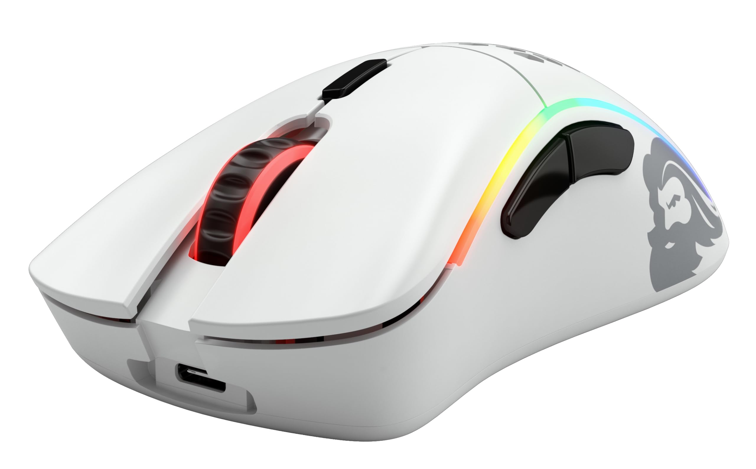 GLORIOUS Gaming Model D- (Piccolo) Wireless Mouse da gaming senza fili - Superleggero 67 g, design a nido d'ape, RGB, ergonomico, wireless 2,4 GHz senza lag, fino a 71 ore di batteria - Bianco opaco