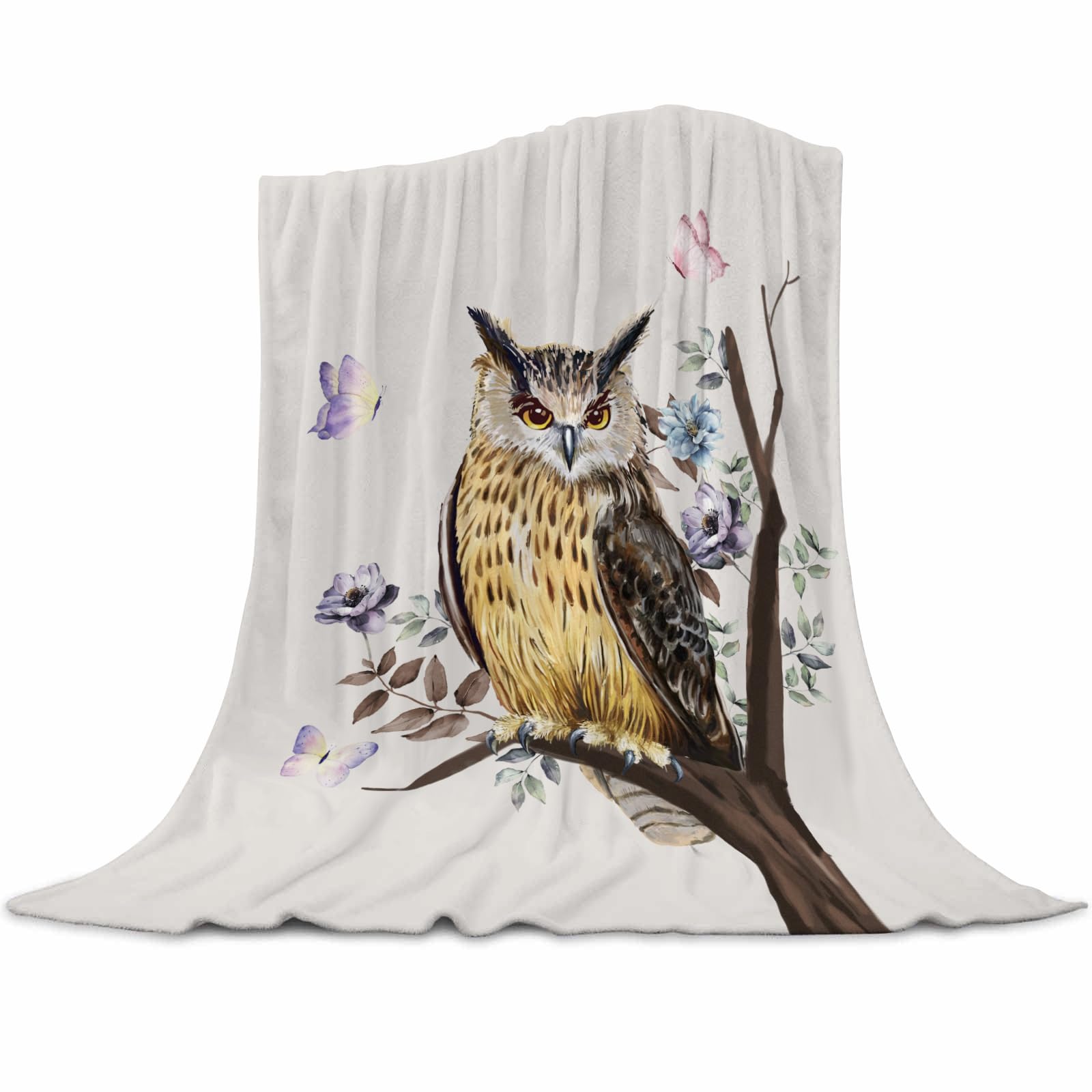 Gaakvrr Boys Color-06 Owl Blanket, Soft Warm Fuzzy Fleece Plush Blanket Smooth Cozy Flannel Throw Blanket, Owl Throw Blanket For Couch Sofa Bed 130X150cm(50X60 Inch)