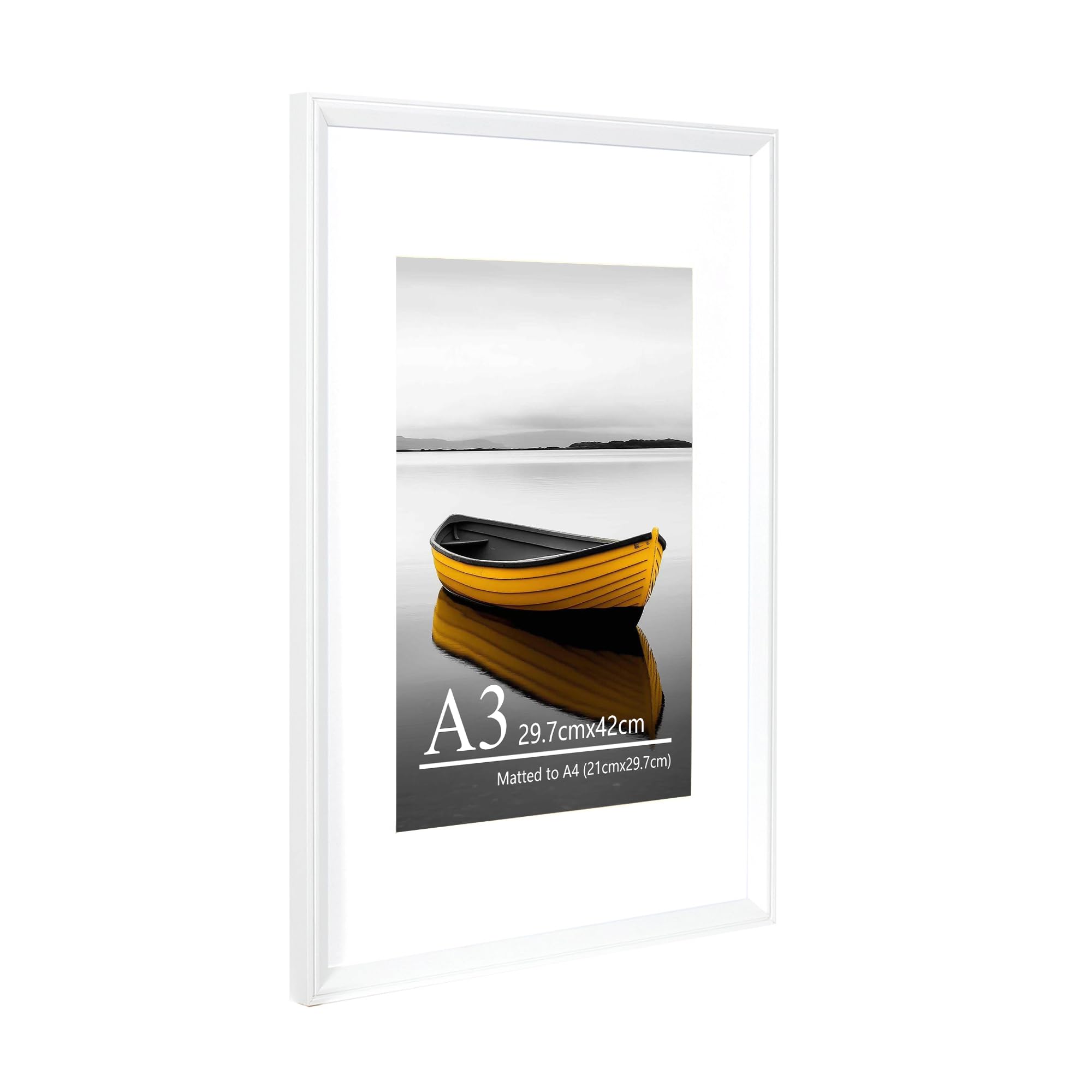 Baoee White A3 Picture Frame With A4 Mount,Photo Frame With Acrylic Glass, A3 Frame,Poster Frame, Certificate Frame,Wall Mountable