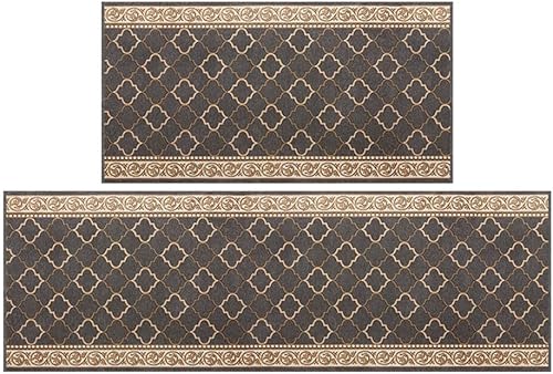 Miniatura 9 de Sotwend Juego de alfombras de cocina de jacquard antideslizantes y antifatiga, fácil de limpiar y absorber agua, no sucias para suelo de cocina,