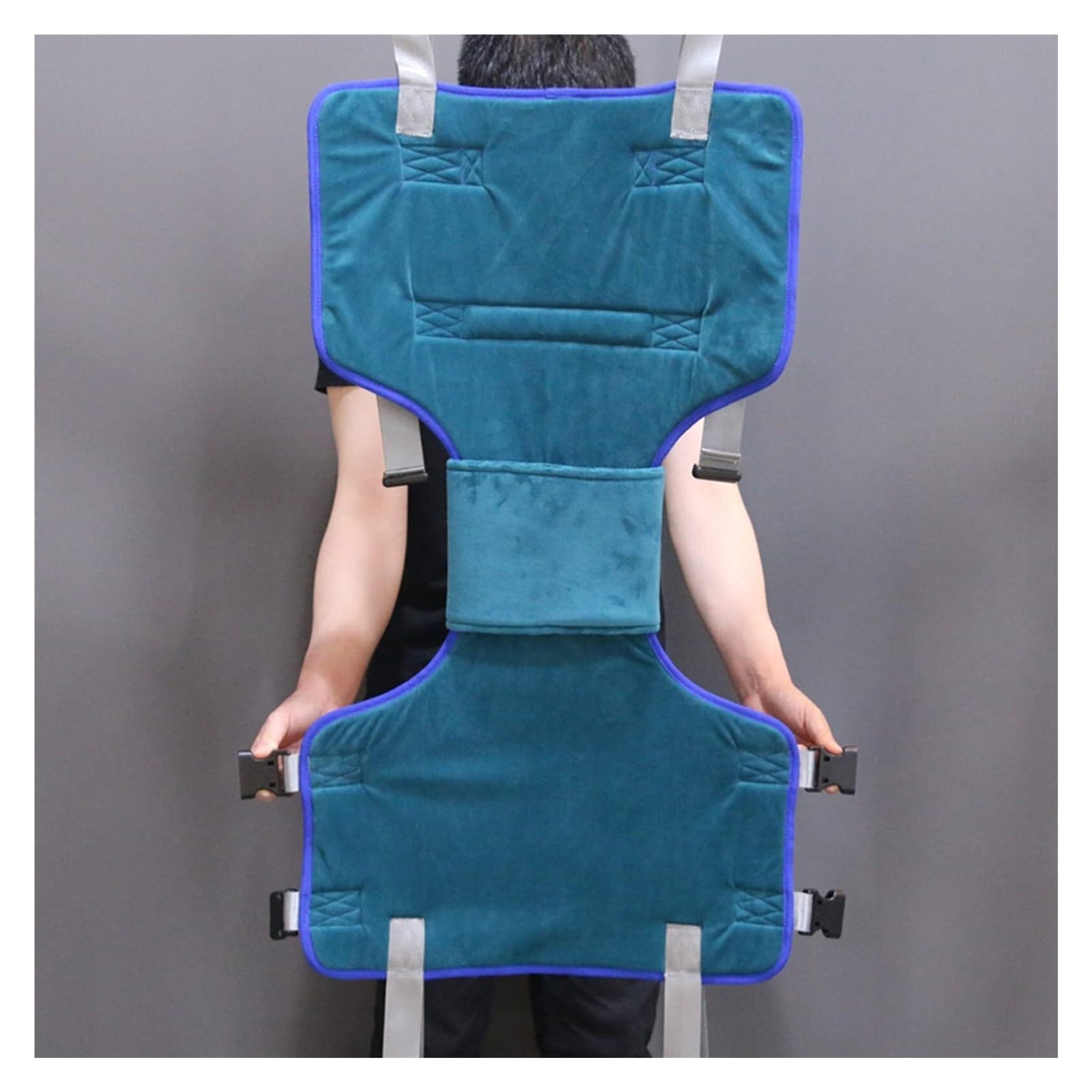 Patientenlift Sling für Toilettengang & Dusche | Umlagerungshilfe mit 6 verstellbaren Trägern, 500 lbs (227 kg) Traglast, offenem Rücken | Größe L | Ideal für die Pflege Zuhause
