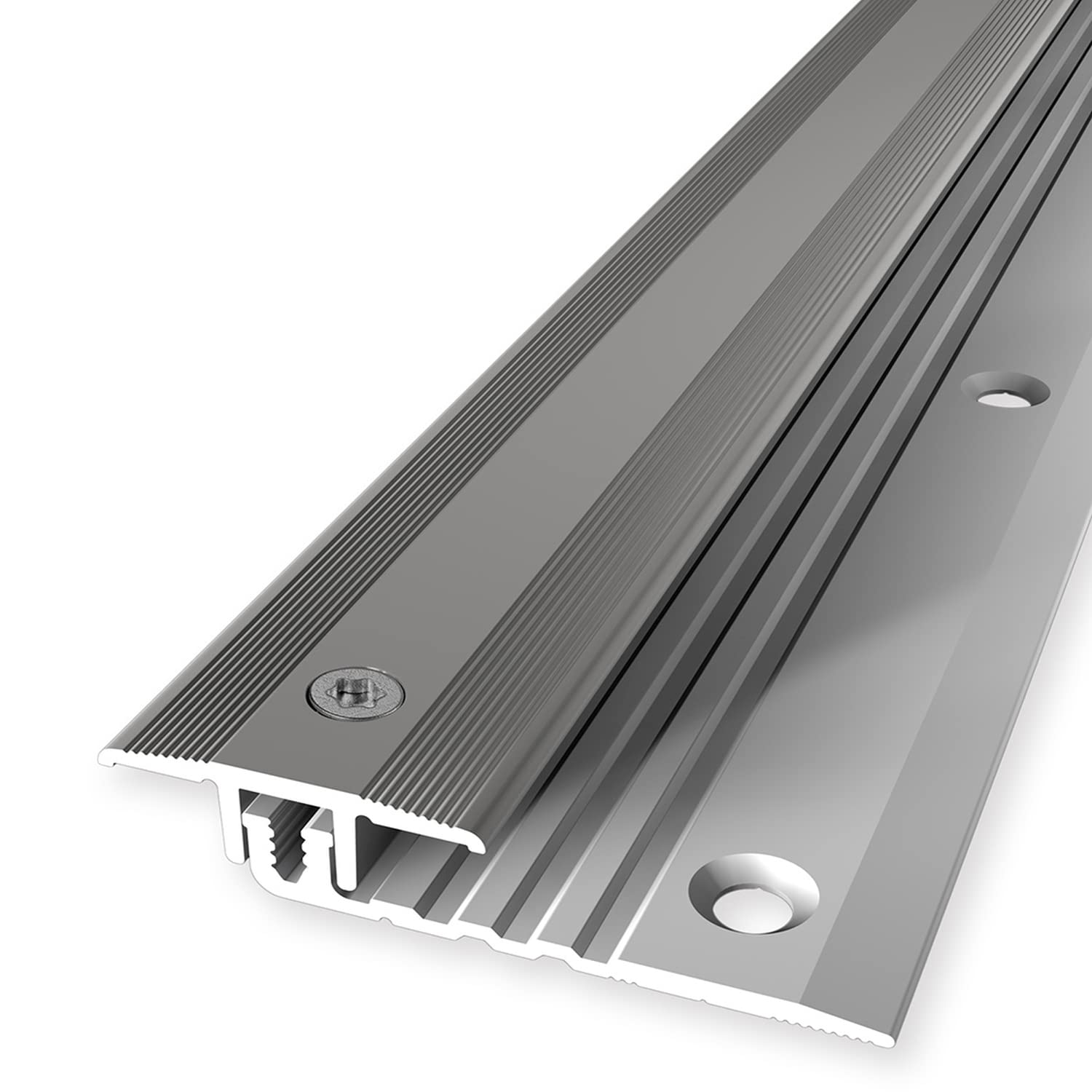 PROVISTON | Ausgleichsprofil | Vinylprofil | Breite: 25 mm | Höhenausgleich: 4-9.5 mm | Länge: 2700 mm | Aluminiumprofil | Edelstahloptik | 1 Stück