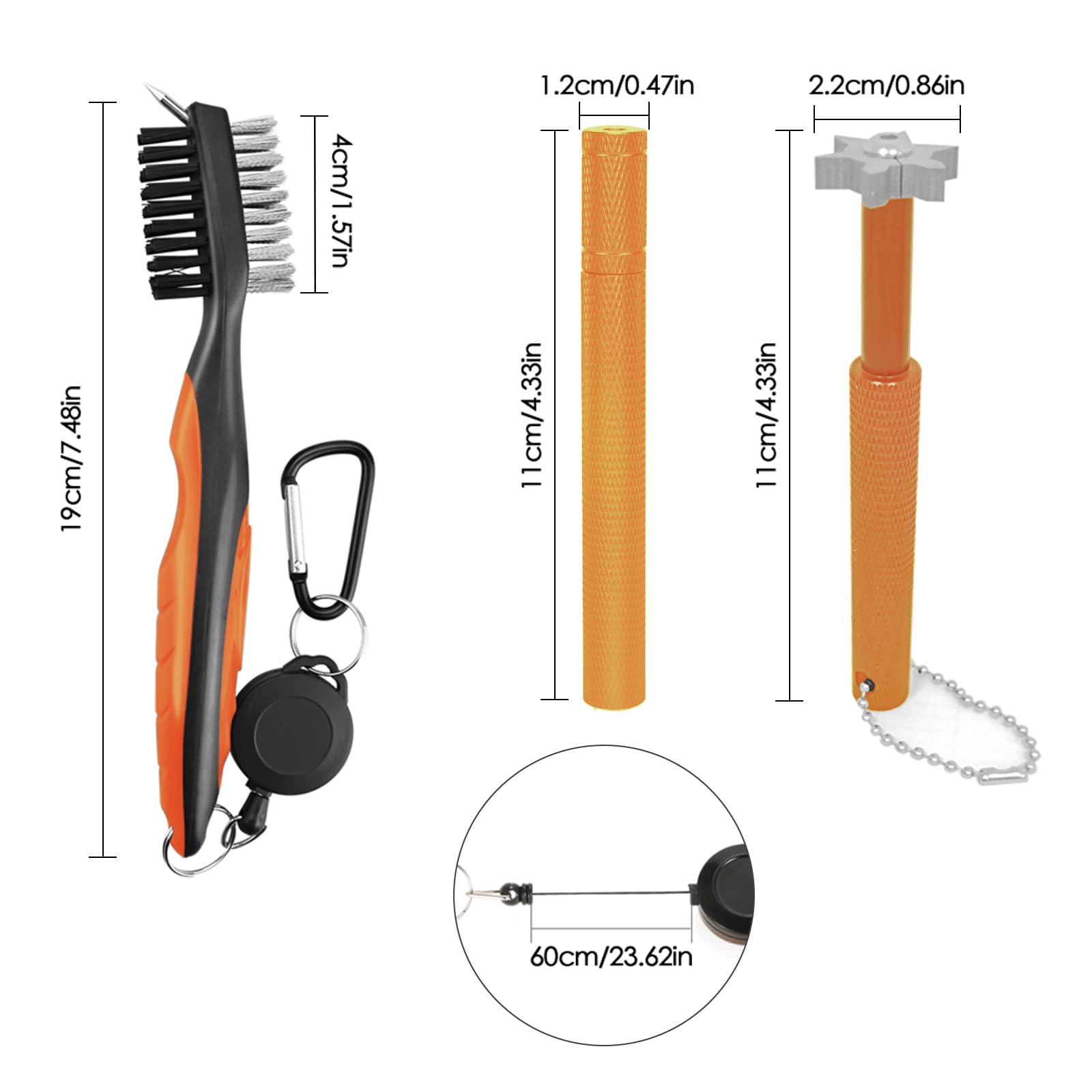 VIPMOON Golf Club Groove Sharpener Tool, Golf Brush and Groove Cleaner with Retractable Zip-line Aluminum Carabiner, Groove Sharpener Golf for Wedge & Irons, U & V-Grooves, Golf Accessories for Men