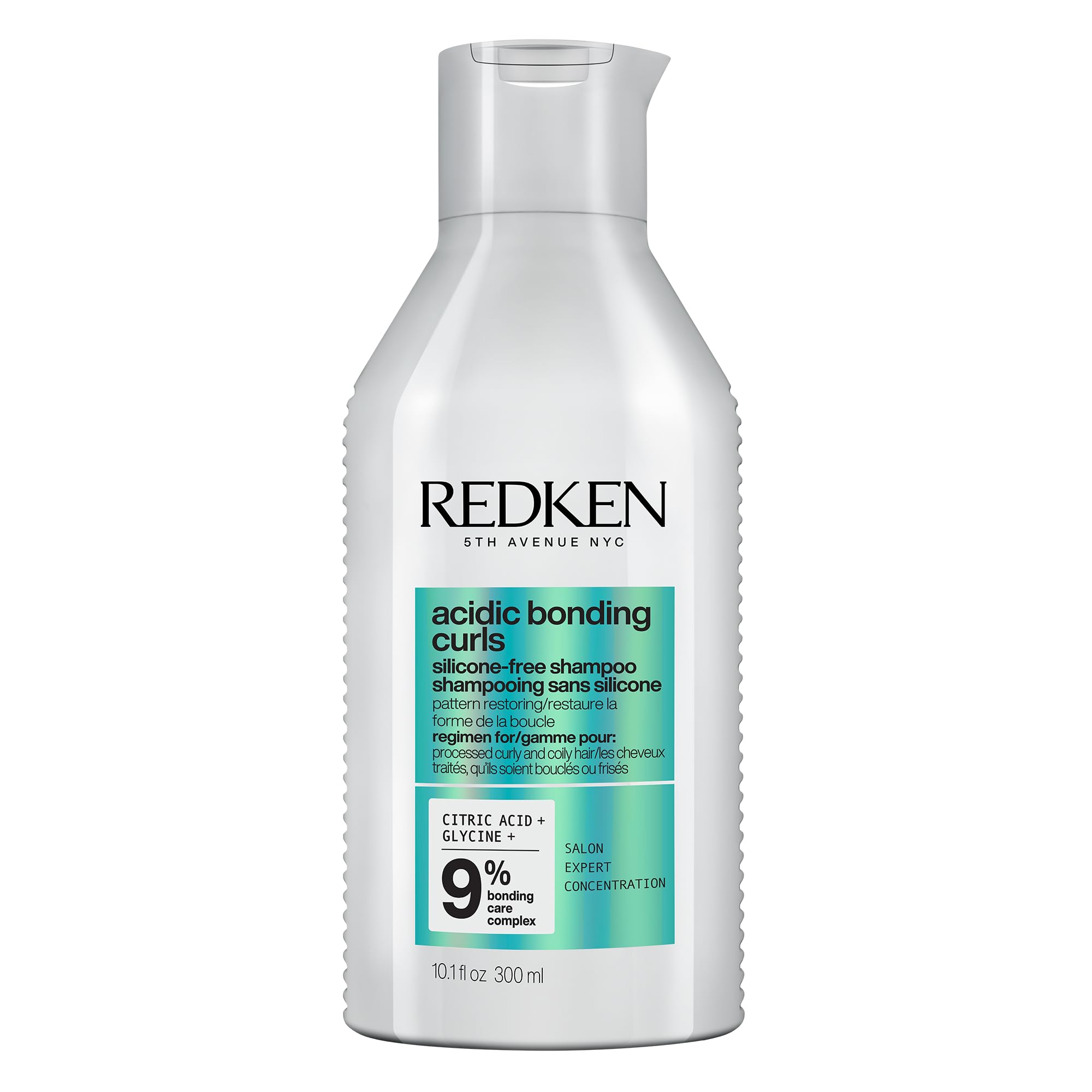 Redken, Champú Reparador de rizos, Cabello Rizado y Encrespado, Restaura y reaviva los rizos, Fórmula de Ácido cítrico y Glicina, Acidic Bonding Curls, 300ml
