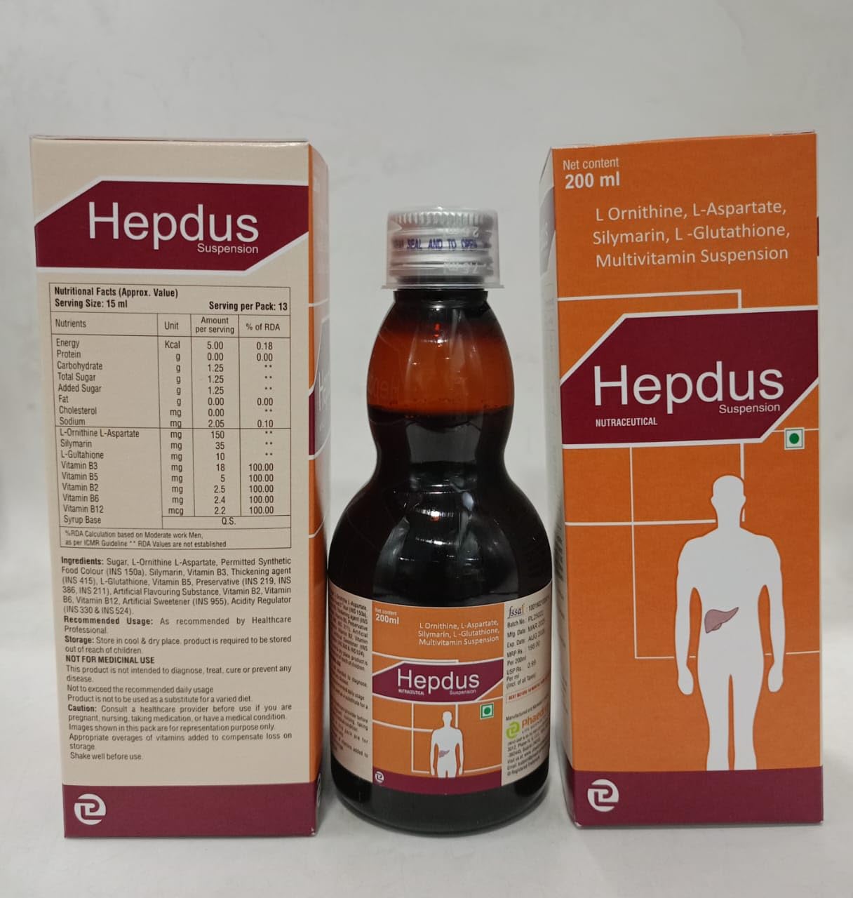 l ornithine l aspartate silymarin and l glutathione suspension Buy HEPDUS Suspension 200 ml