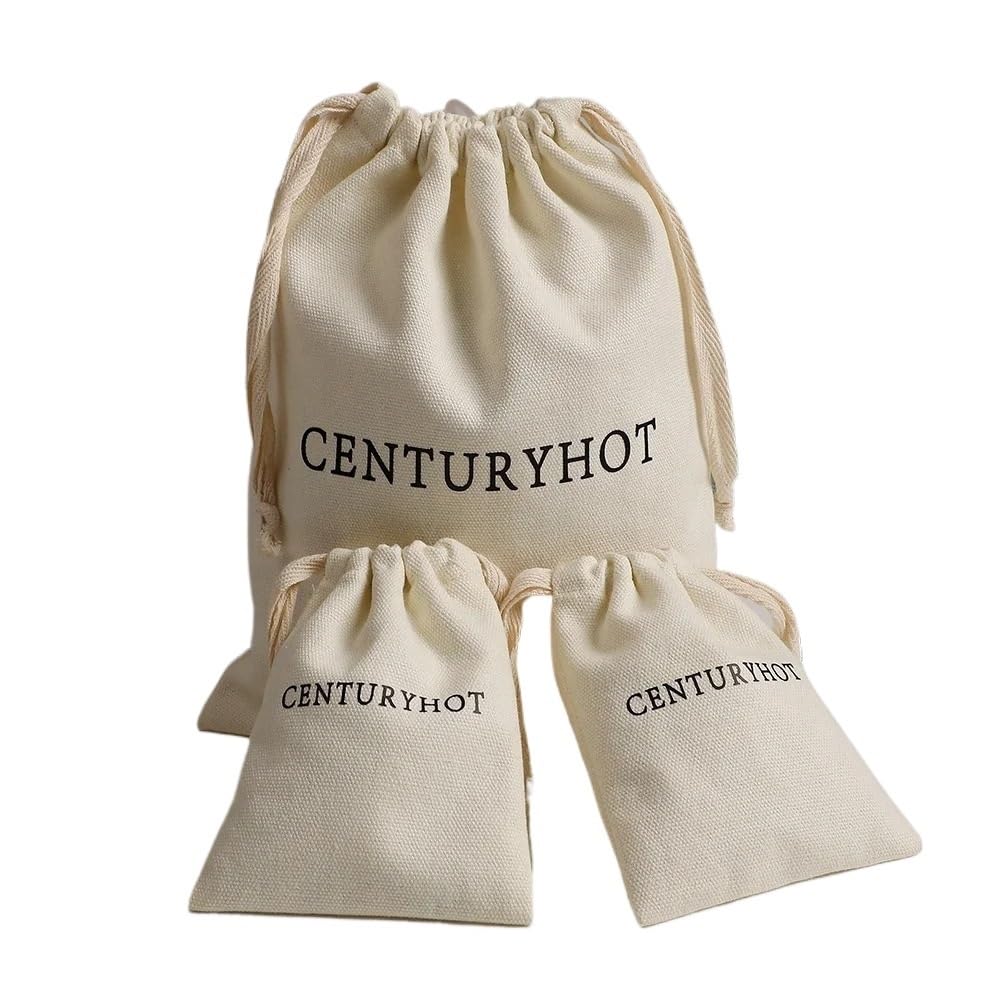 Sachets Cadeau en Mousseline de Coton Sacs cadeaux en coton, pochettes à cordon de serrage mousseline maquillage, sac avec Logo bonbons for fête d'anniversaire et mariage(300 Logo Bags,10x15cm(4x6in))