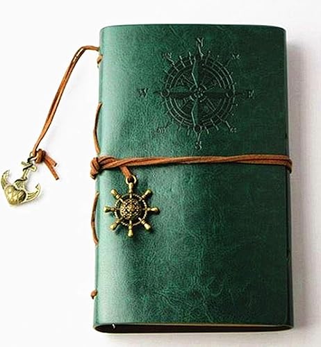 Vista 26 de Ailifly Cuaderno de escritura de cuero náutico vintage, hojas sueltas en blanco, recargable, diario de viaje en relieve, cuaderno en espiral
