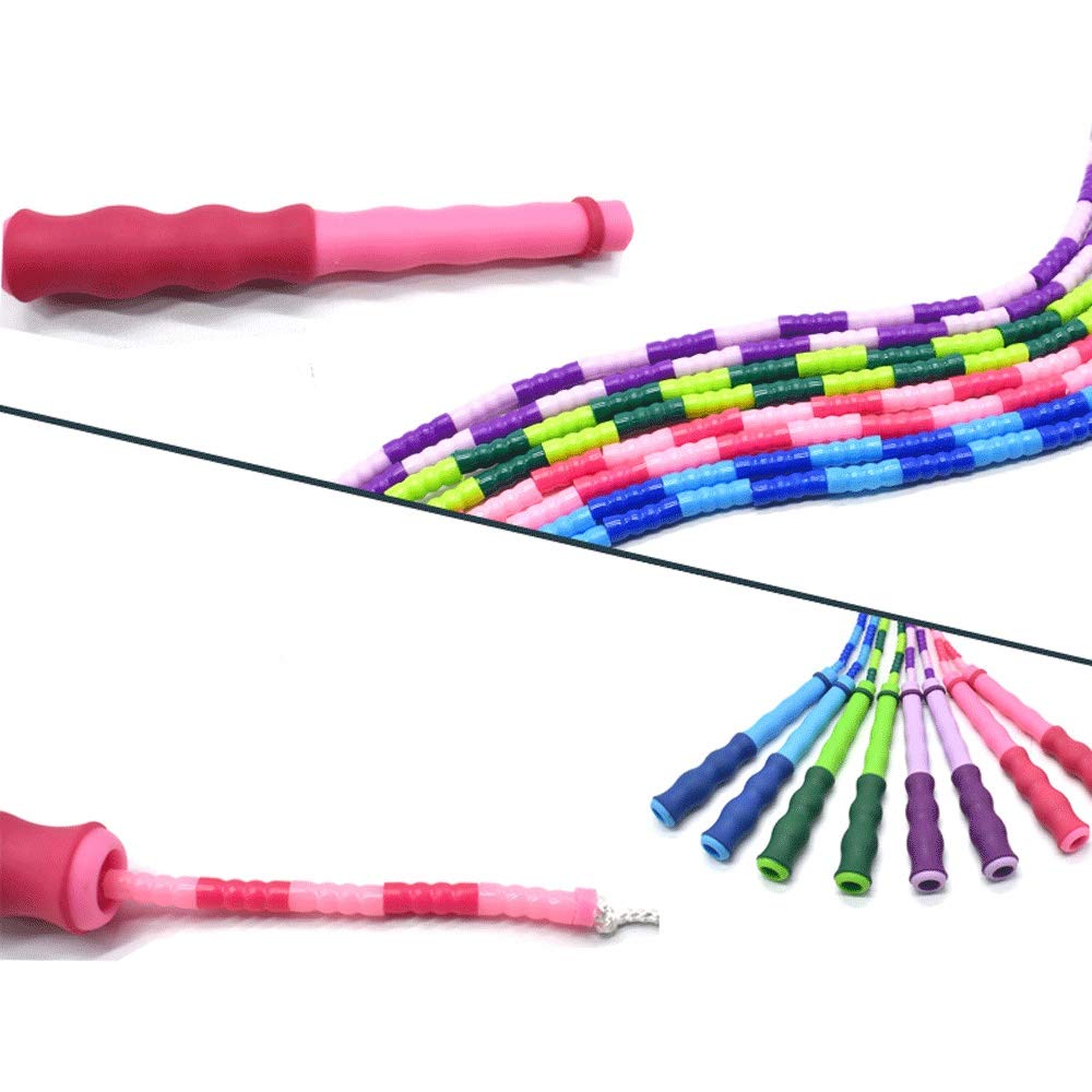 XIANGFATS Skakanka Sprzęt dla dzieci Fitness Miękkie Zroszony Jump Rope Regulowany Segment Skiping Rope Plątanina Bezpłatna Lina Skok z antypoślizgowym Grip do Sportów Outdoor and Indoor, Regulowany S