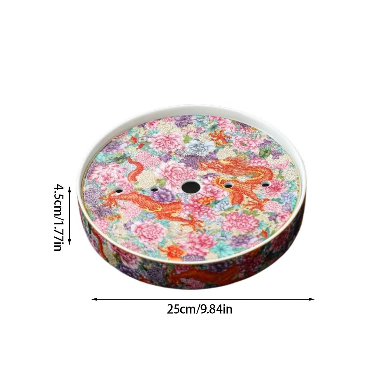 Taca na herbatę Kung Fu taca na herbatę emaliowana kolorowa ceramiczna taca na herbatę do przechowywania wody okrągła taca do przechowywania wody w chińskim stylu taca na herbatę odpowiednia do domu,