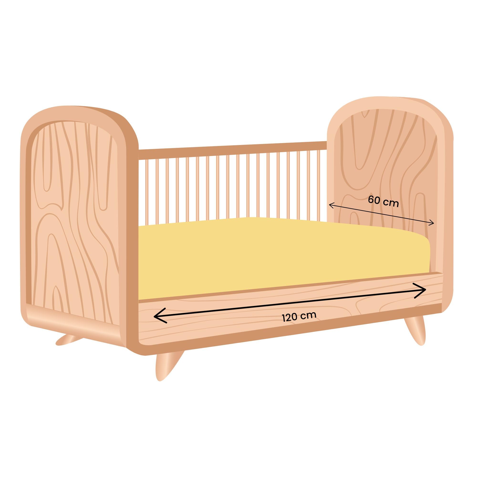 Trois Kilos Sept - Lenzuolo con Angoli Bambino - 60 x 120 cm - 100% Cotone - Jersey Elasticizzato - Mostarda