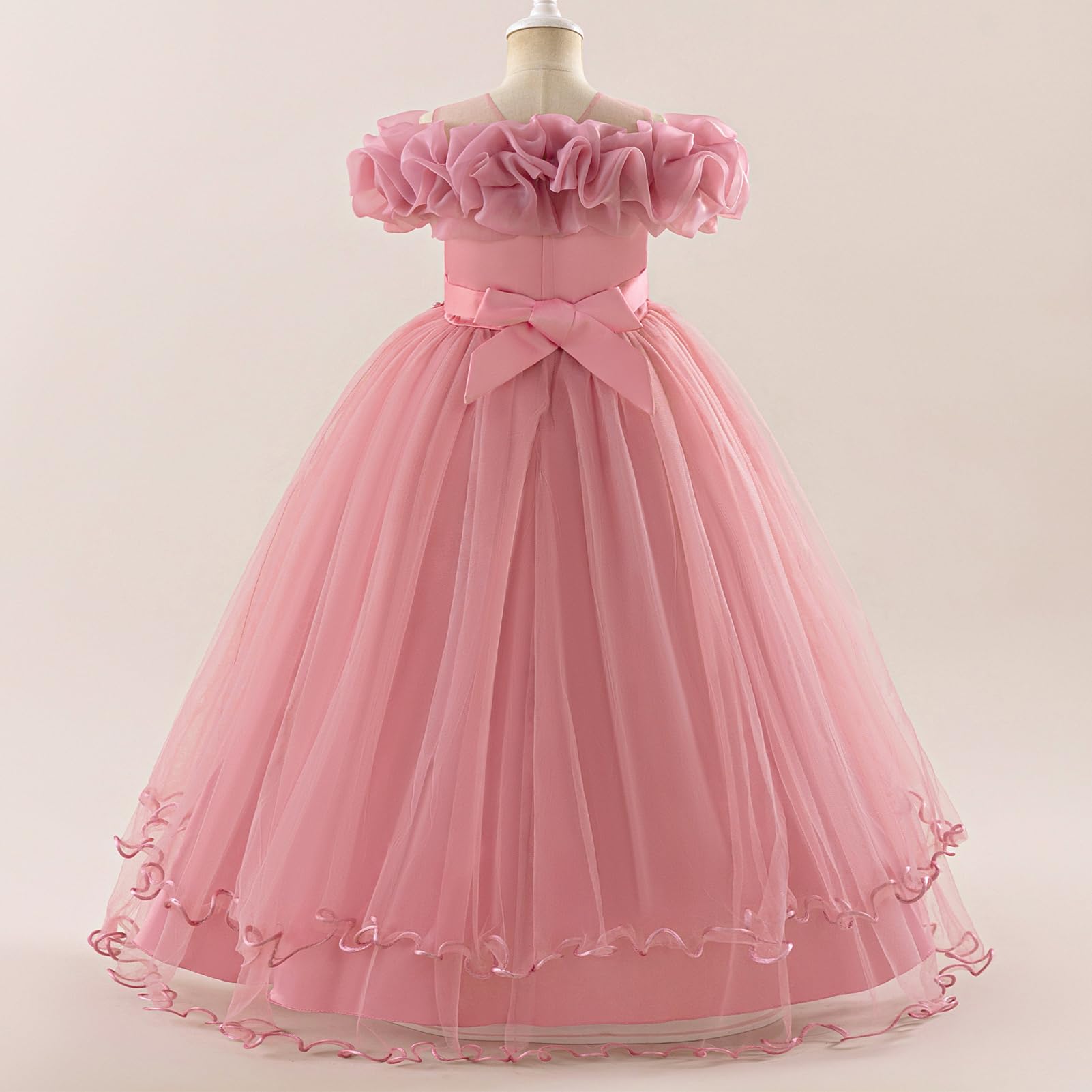 ABEHIK Kinder Mädchen Blumenmädchenkleider Besticktes Hochzeit Brautjungfernkleider Trägerloses Prinzessinnen Kleider Klavier Kostüme