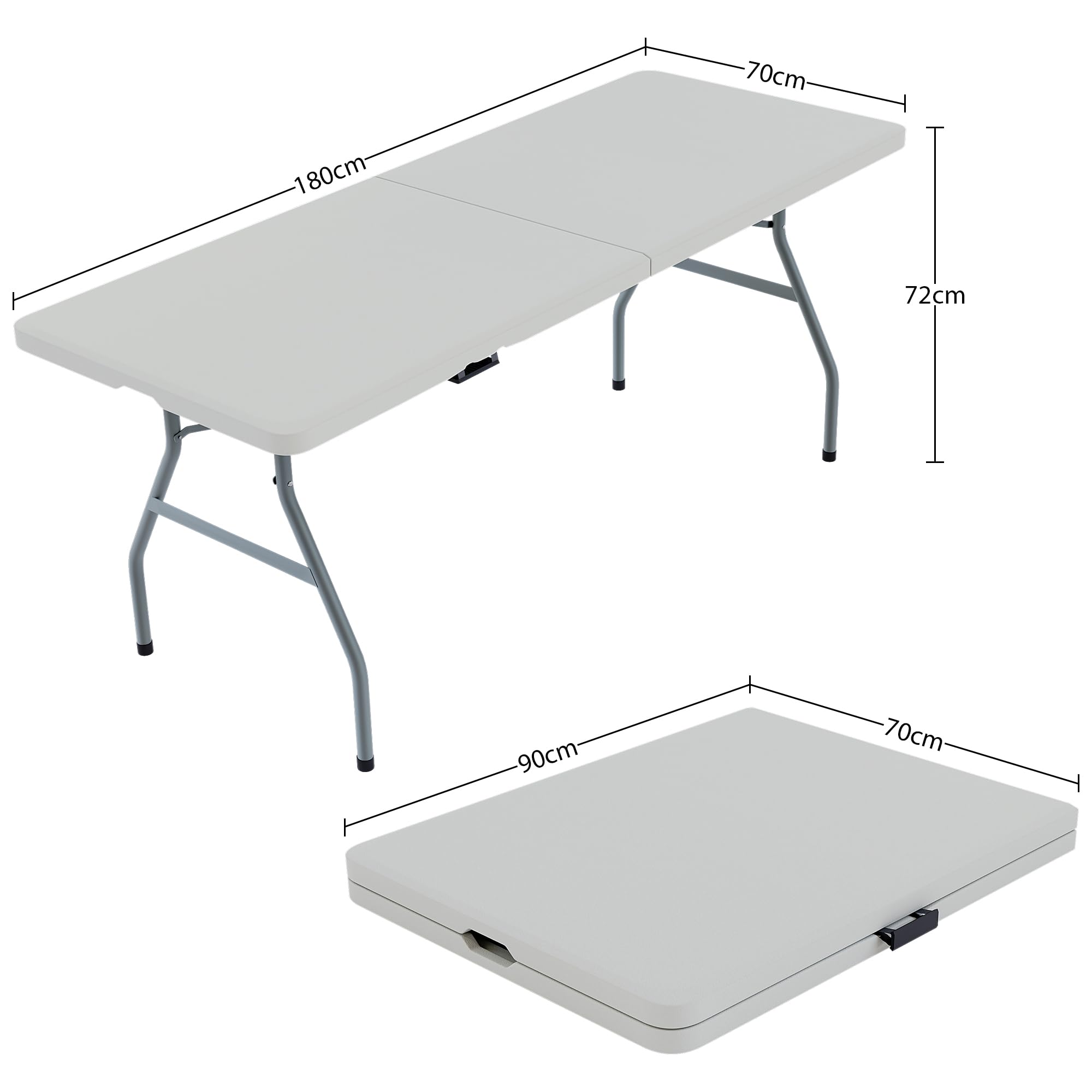 Home Vida - Mesa Plegable de 6 pies, Resistente, extrafuerte, para Camping, bufé, Boda, Mercado, jardín, Fiesta, Coche, Maletero, Picnic, Caballete, Interior y Exterior, asa de Transporte Plegable